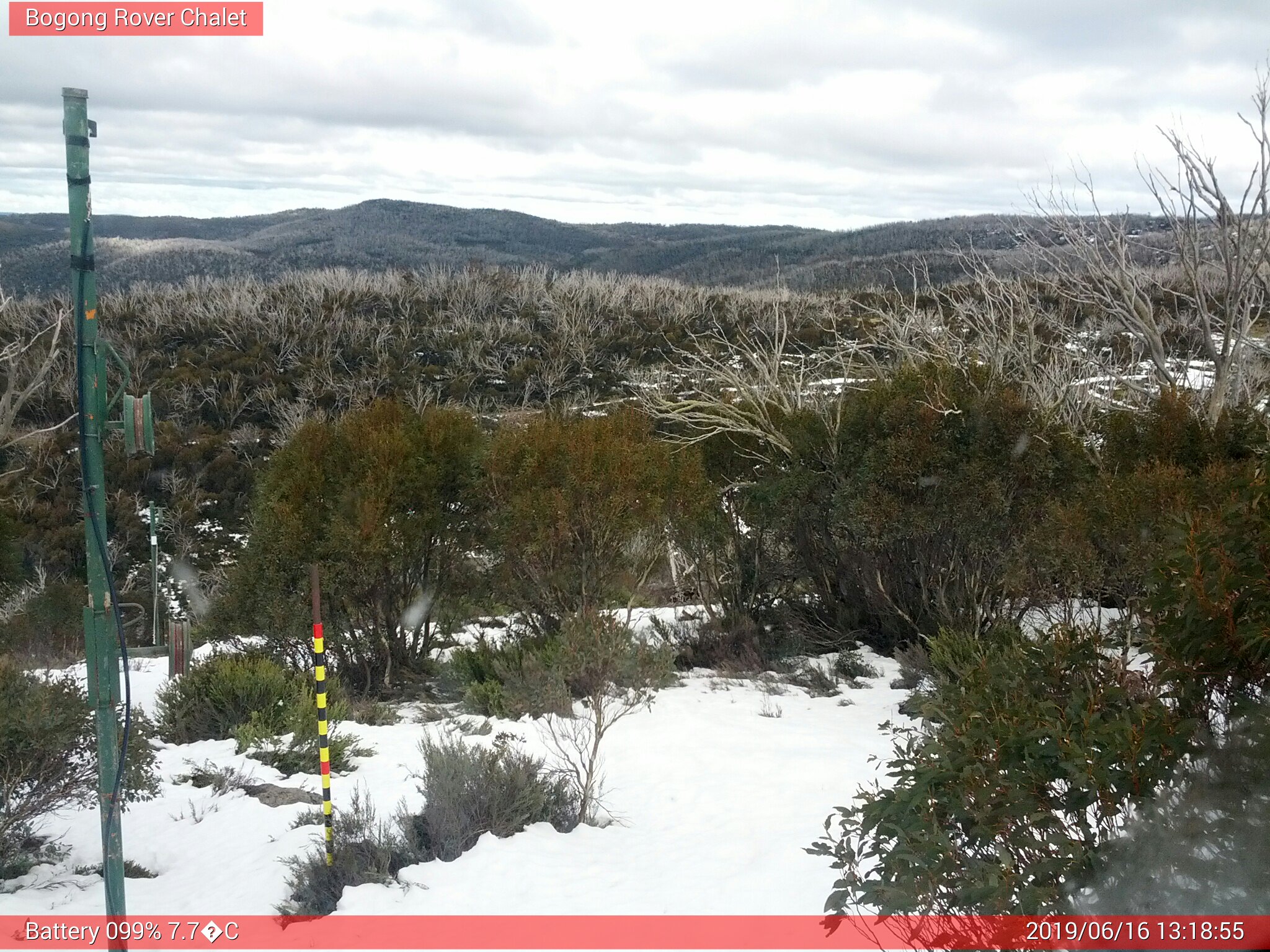 Bogong Web Cam 1:18pm Sunday 16th of June 2019