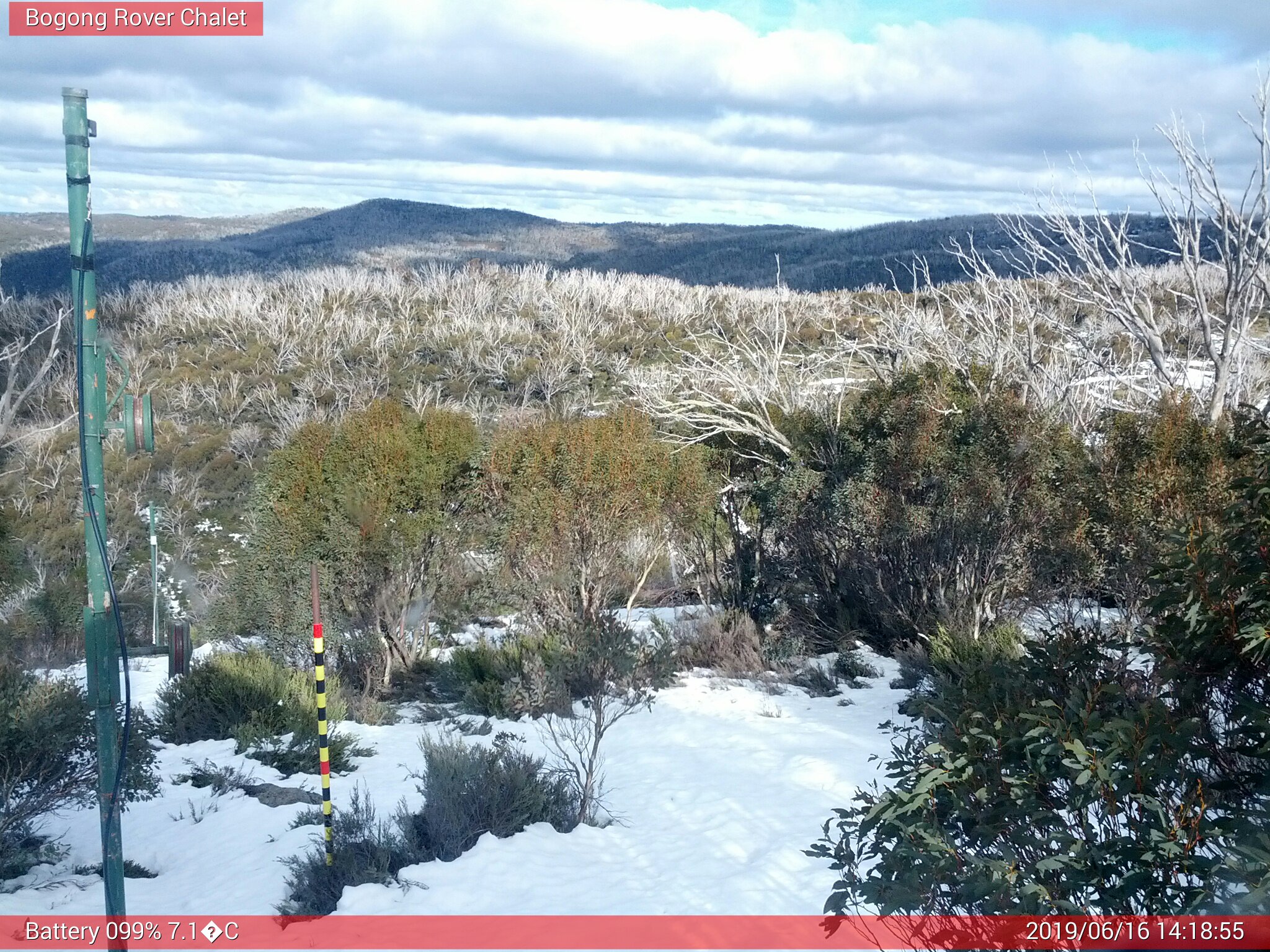 Bogong Web Cam 2:18pm Sunday 16th of June 2019