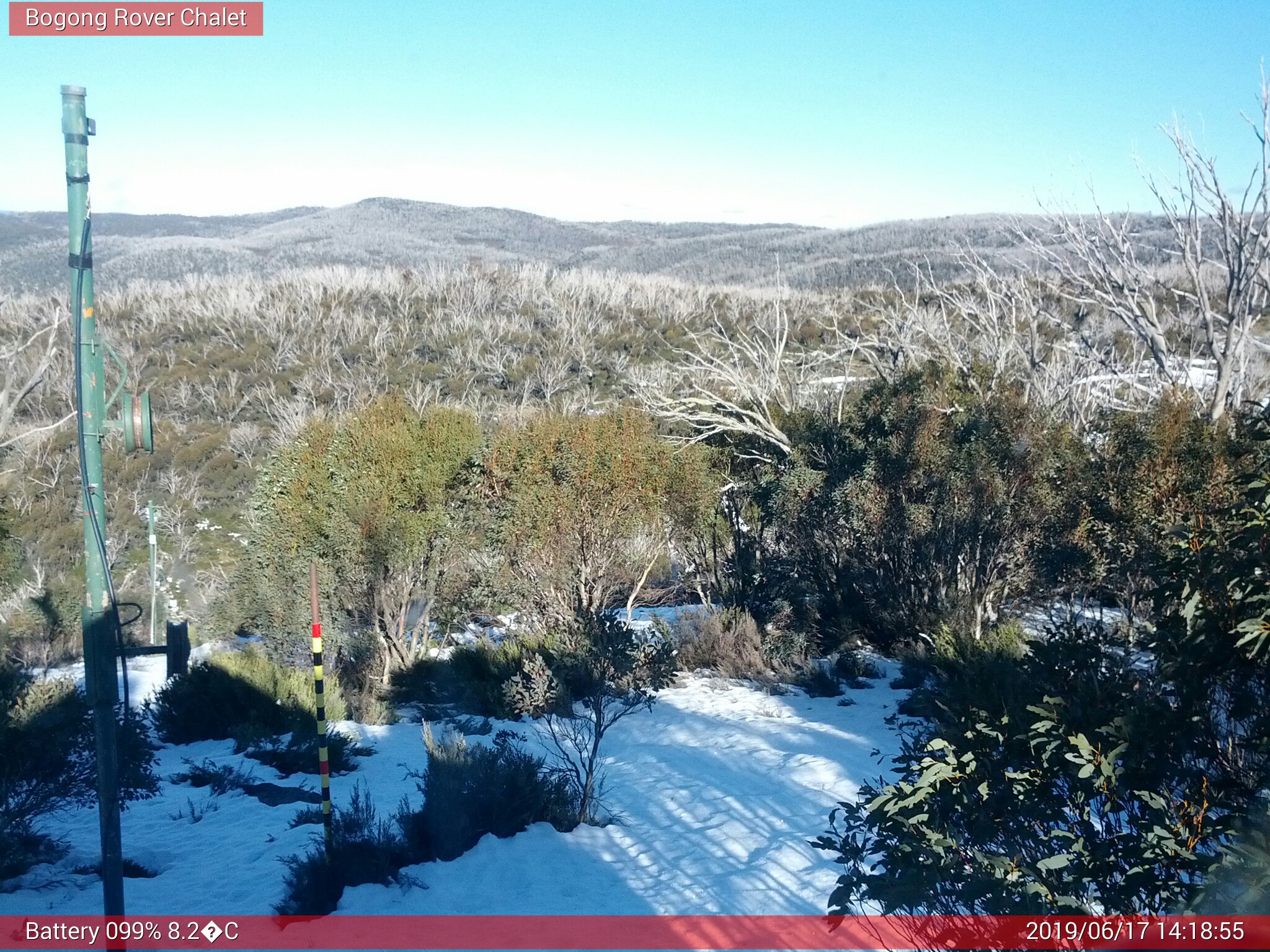 Bogong Web Cam 2:18pm Monday 17th of June 2019