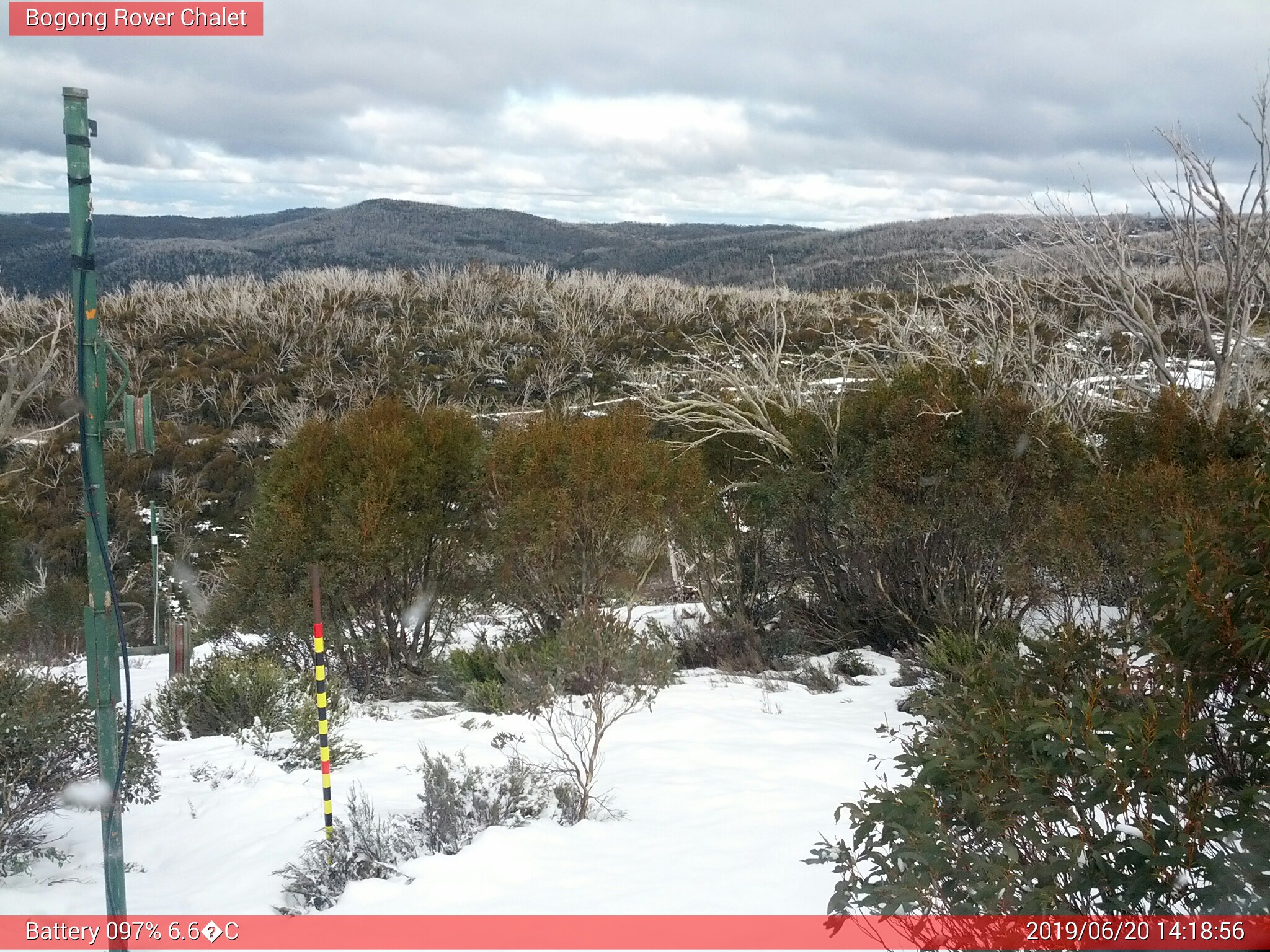 Bogong Web Cam 2:18pm Thursday 20th of June 2019