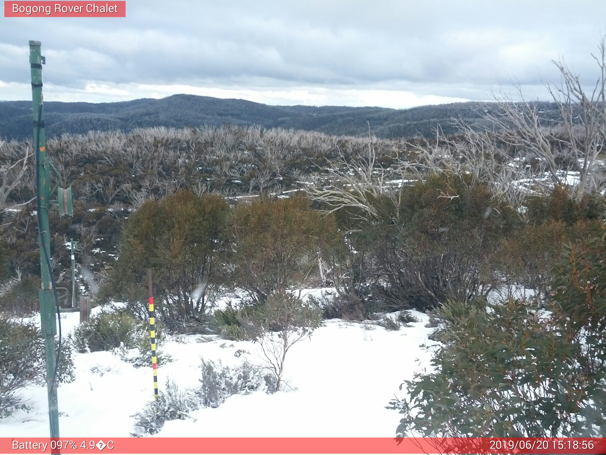 Bogong Web Cam 3:18pm Thursday 20th of June 2019