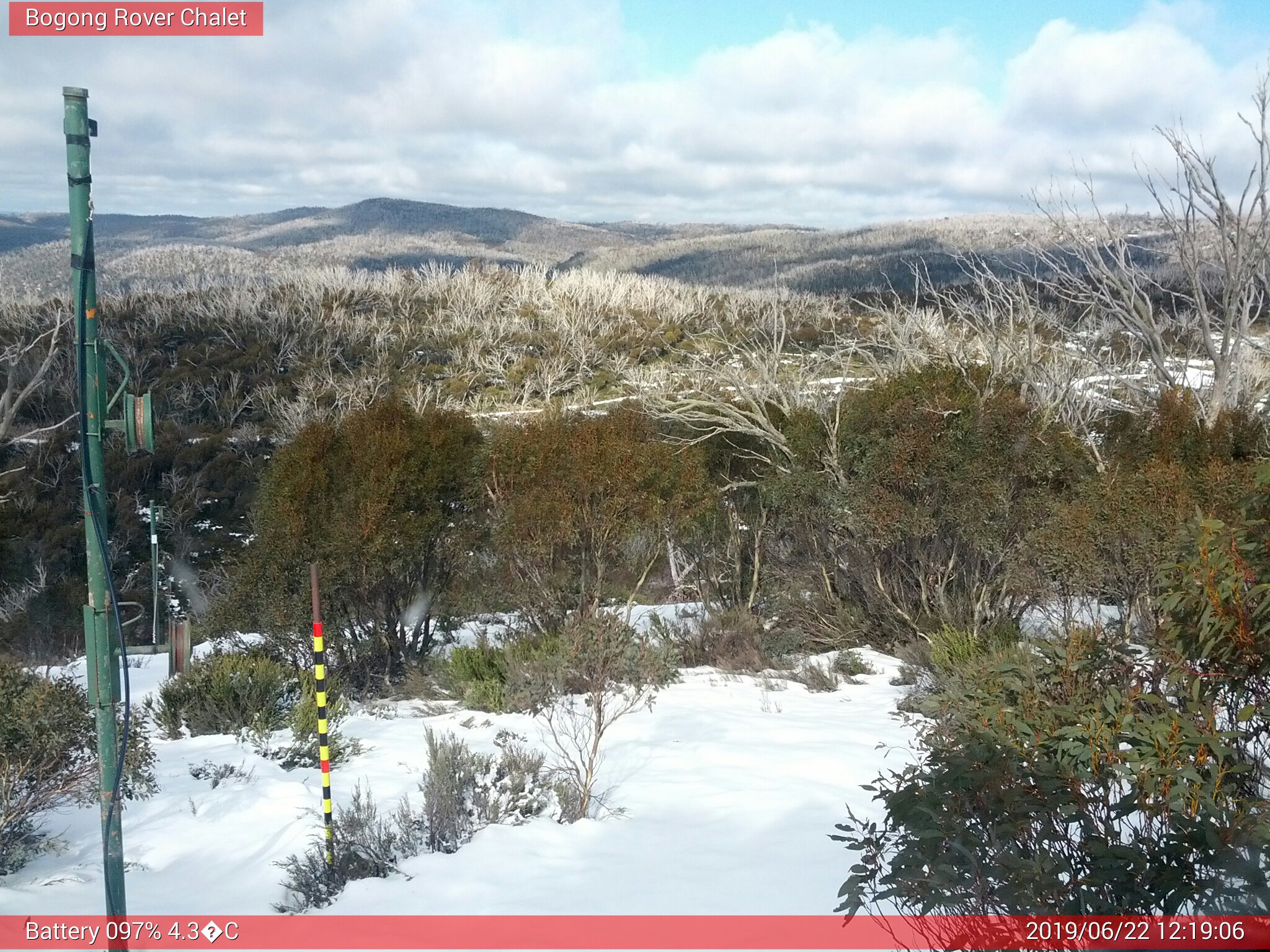 Bogong Web Cam 12:19pm Saturday 22nd of June 2019