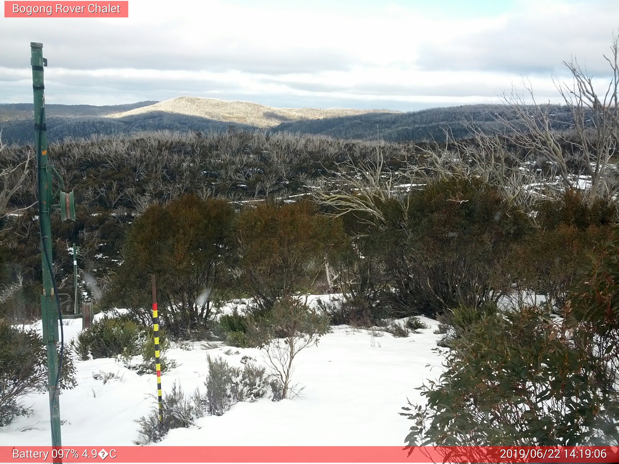 Bogong Web Cam 2:19pm Saturday 22nd of June 2019