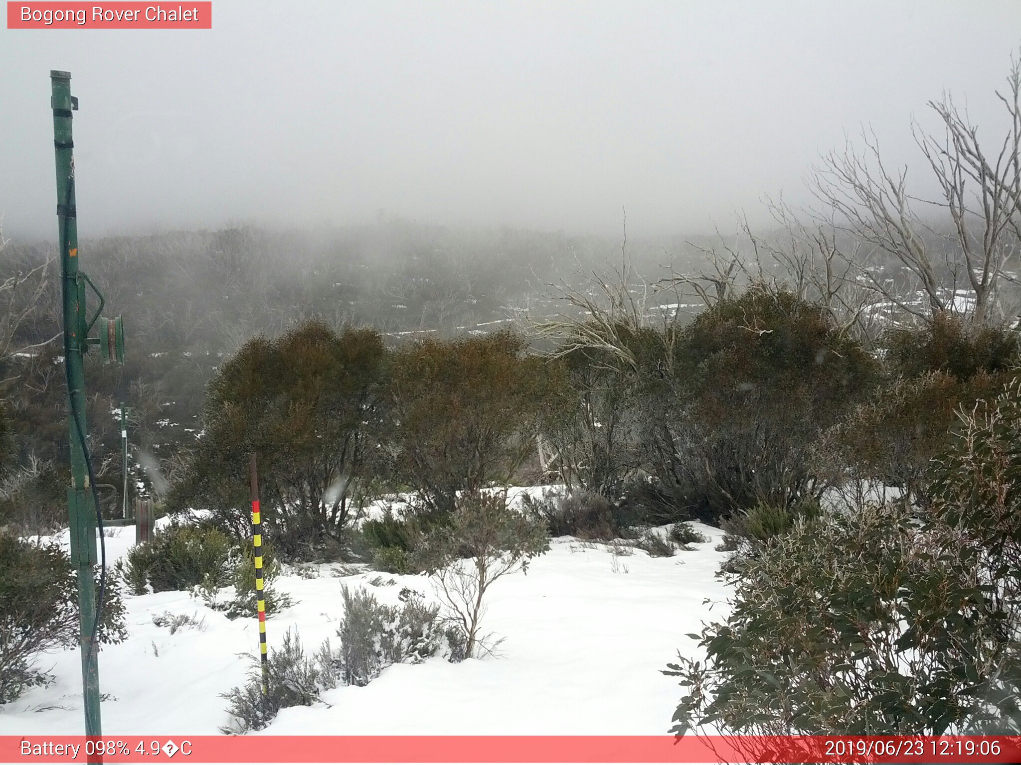 Bogong Web Cam 12:19pm Sunday 23rd of June 2019