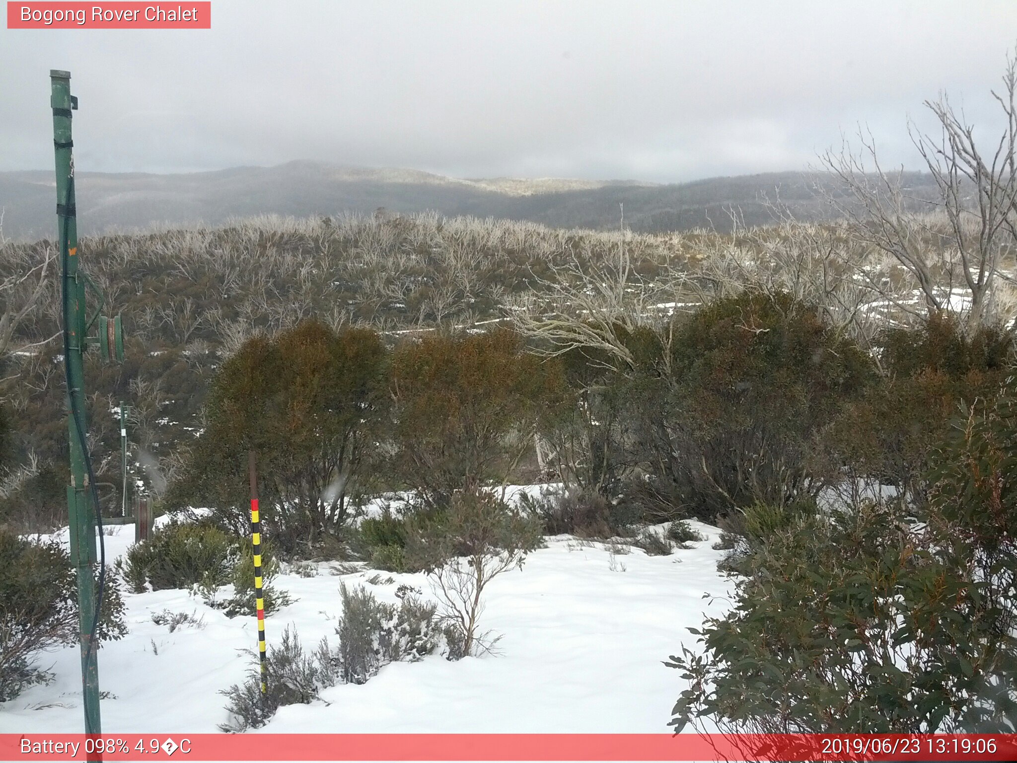 Bogong Web Cam 1:19pm Sunday 23rd of June 2019