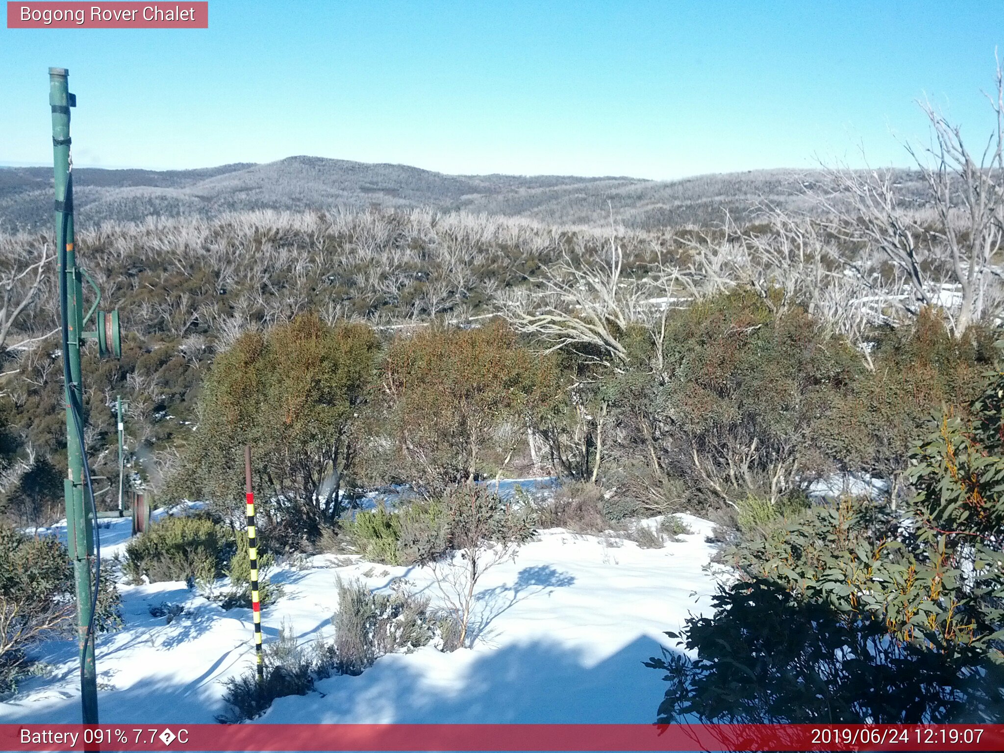 Bogong Web Cam 12:19pm Monday 24th of June 2019