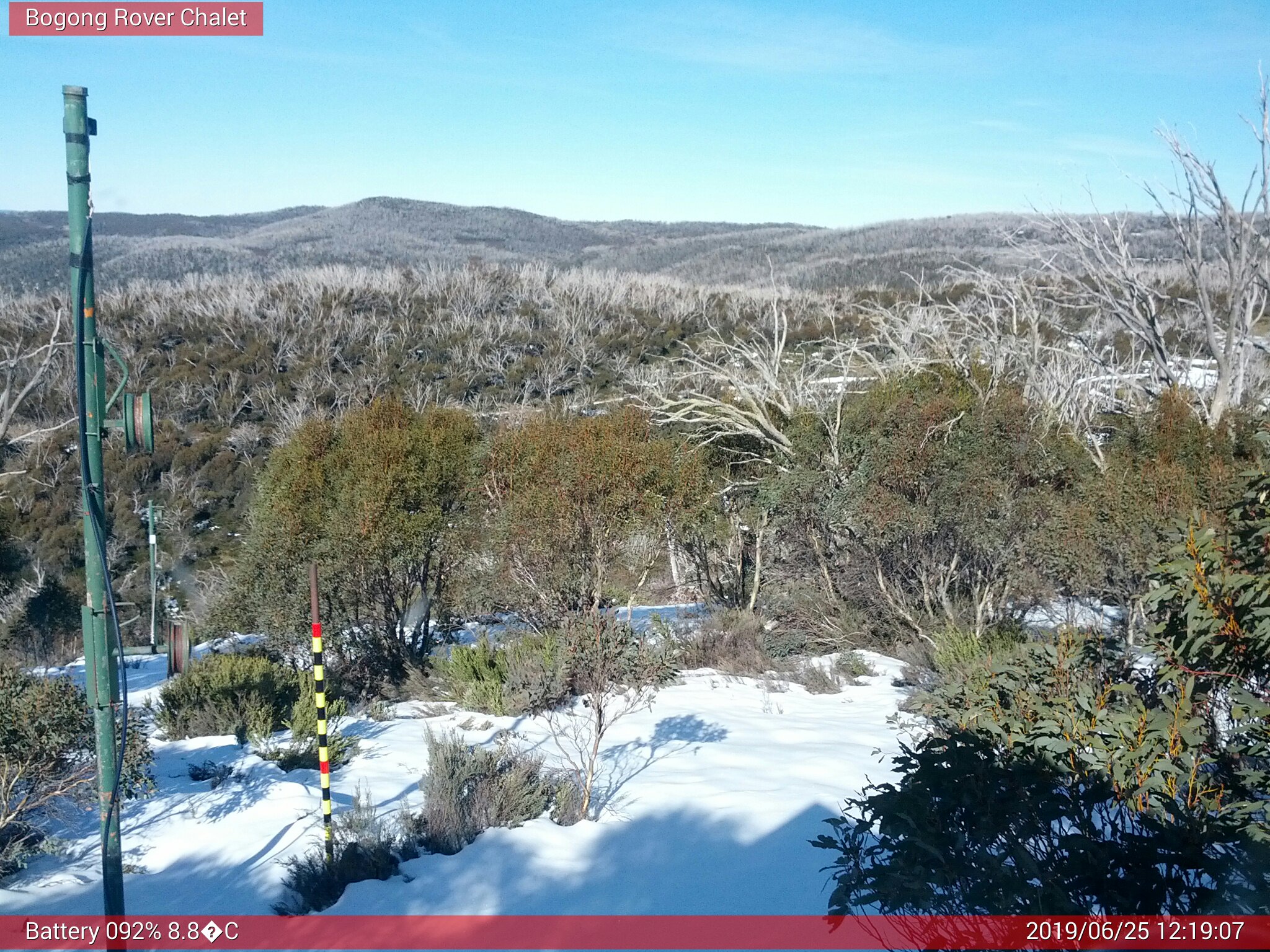 Bogong Web Cam 12:19pm Tuesday 25th of June 2019