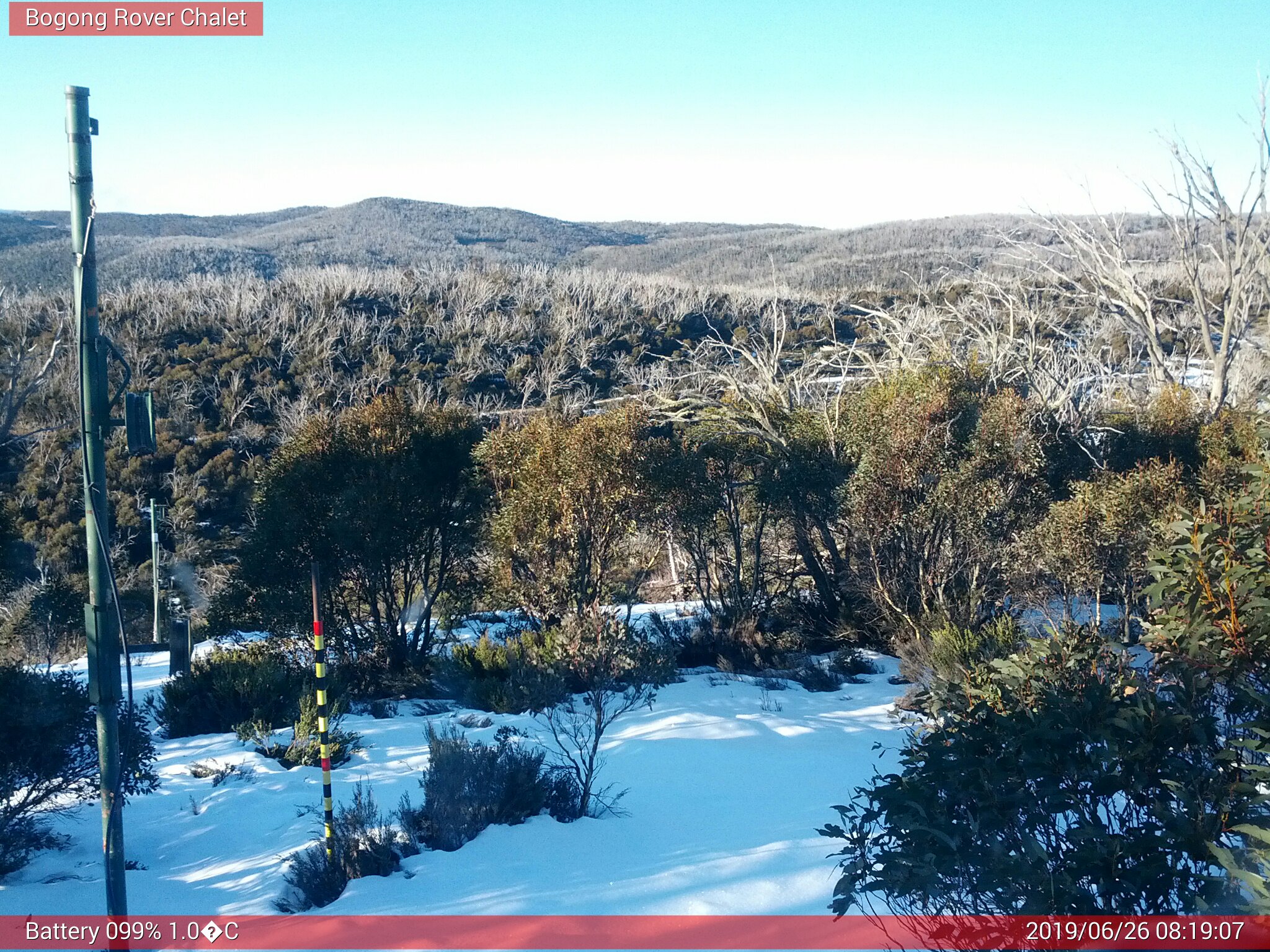 Bogong Web Cam 8:19am Wednesday 26th of June 2019