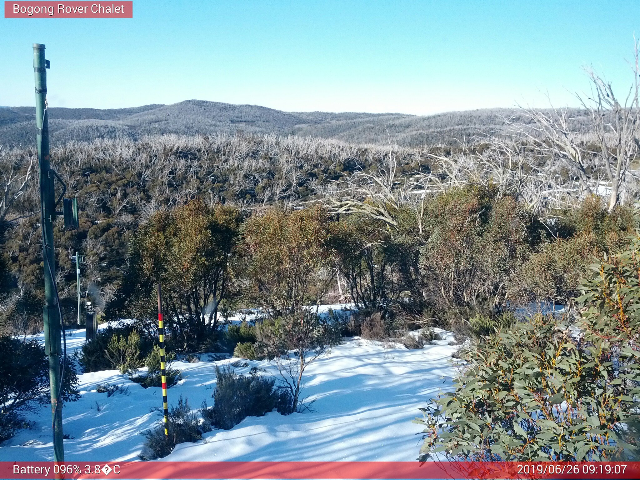 Bogong Web Cam 9:19am Wednesday 26th of June 2019