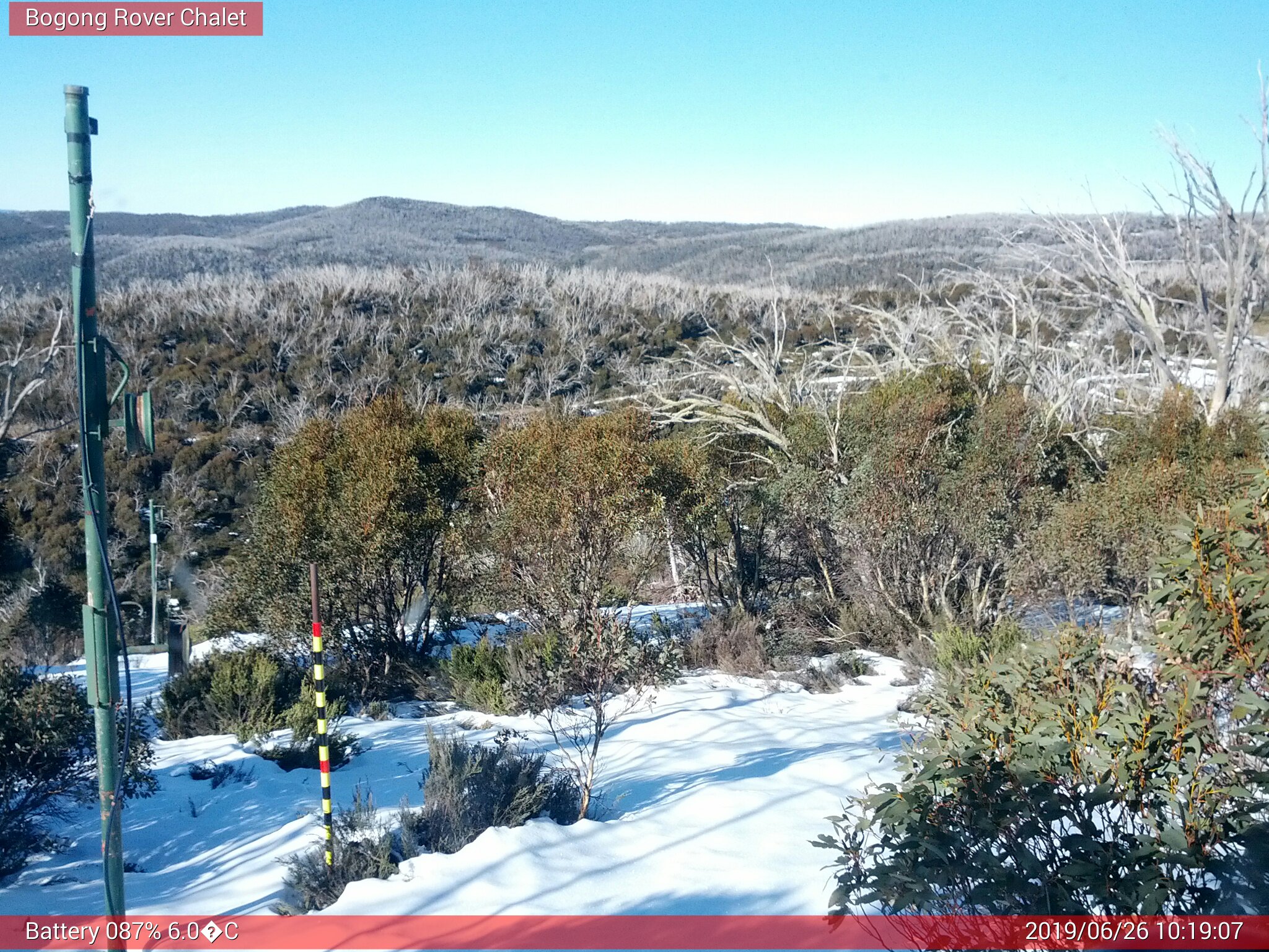 Bogong Web Cam 10:19am Wednesday 26th of June 2019