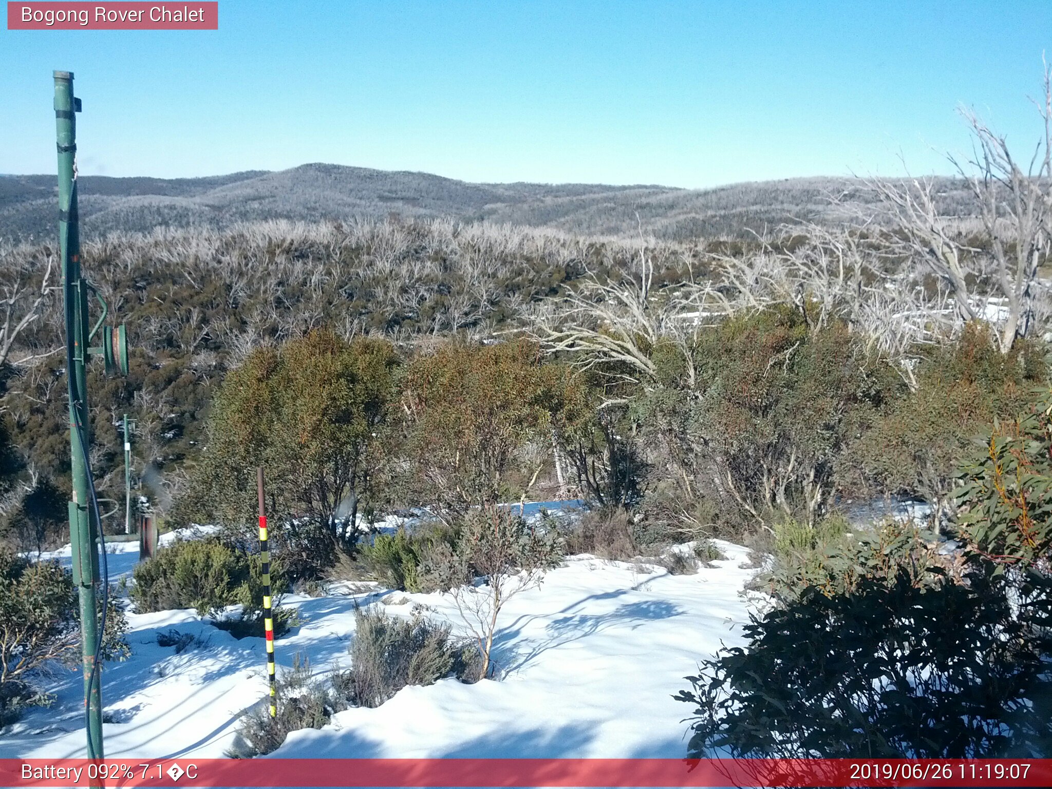 Bogong Web Cam 11:19am Wednesday 26th of June 2019