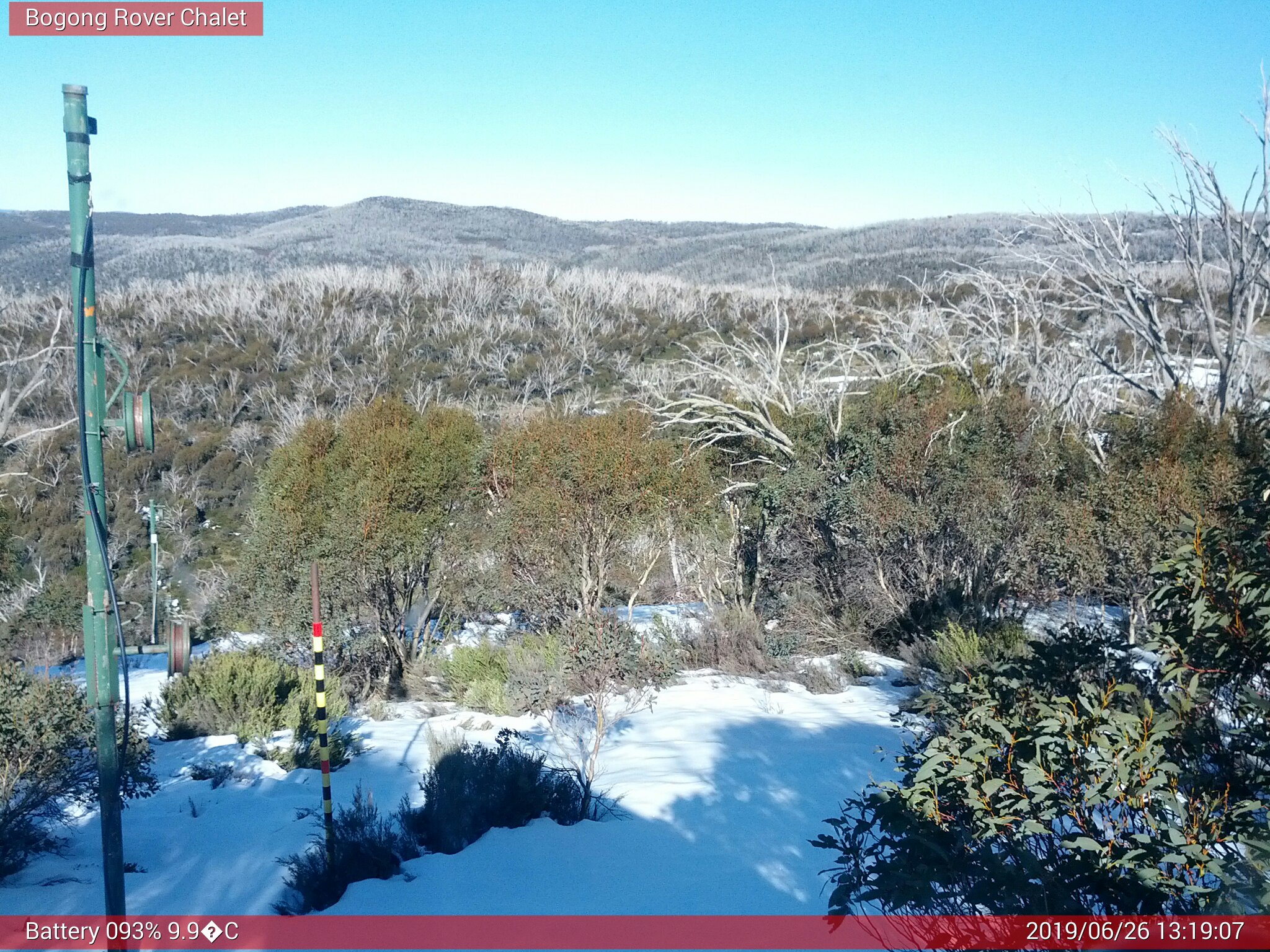 Bogong Web Cam 1:19pm Wednesday 26th of June 2019