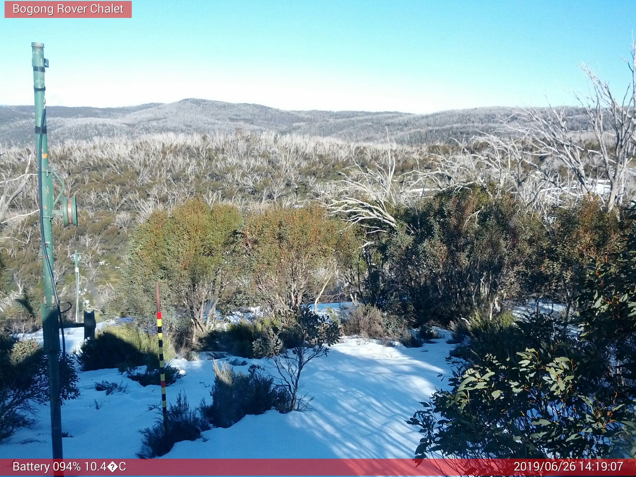 Bogong Web Cam 2:19pm Wednesday 26th of June 2019