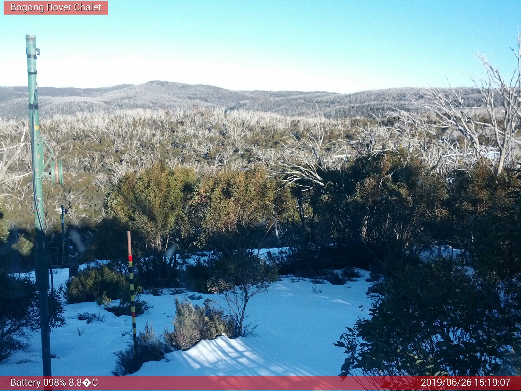 Bogong Web Cam 3:19pm Wednesday 26th of June 2019