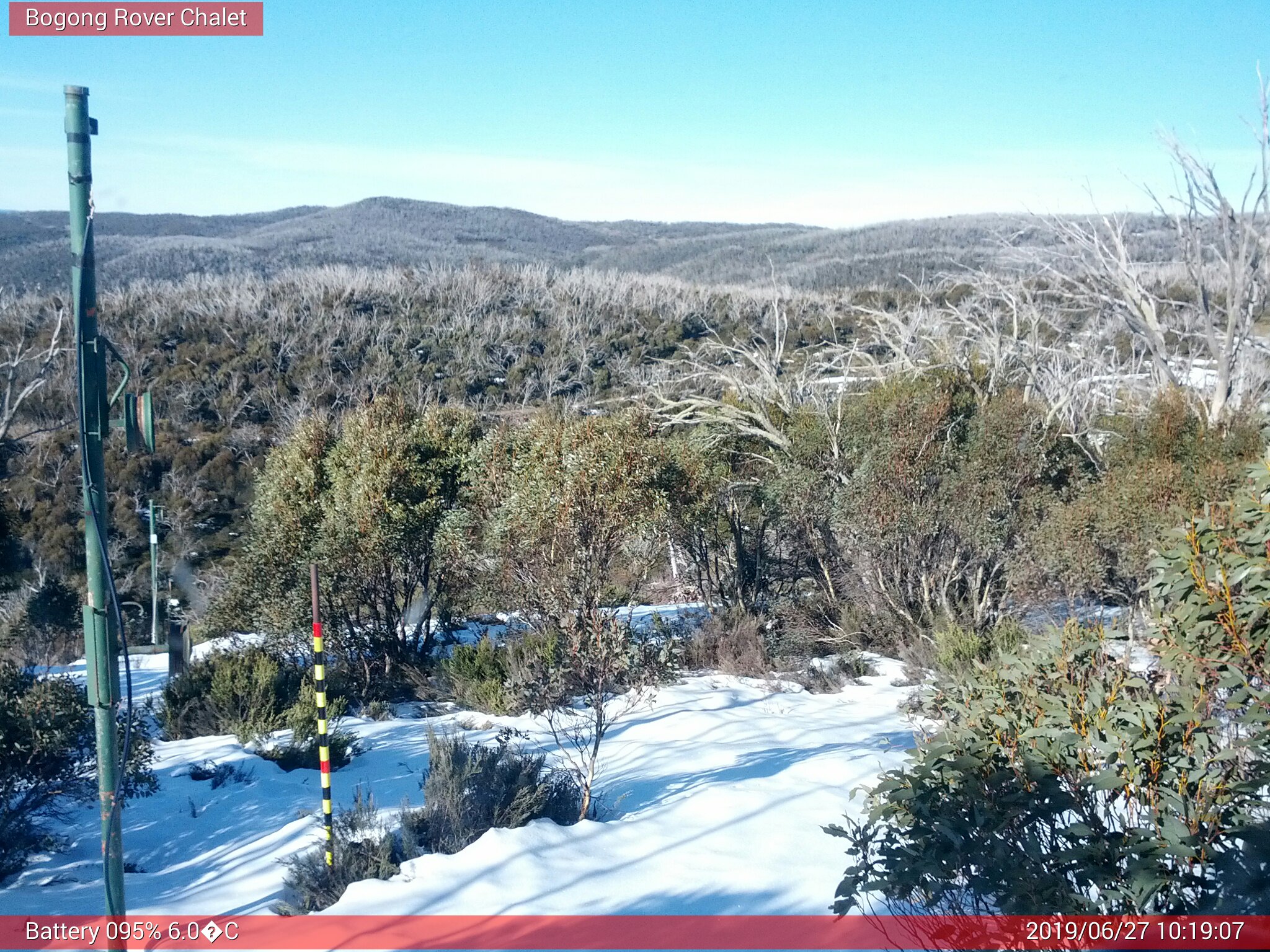 Bogong Web Cam 10:19am Thursday 27th of June 2019