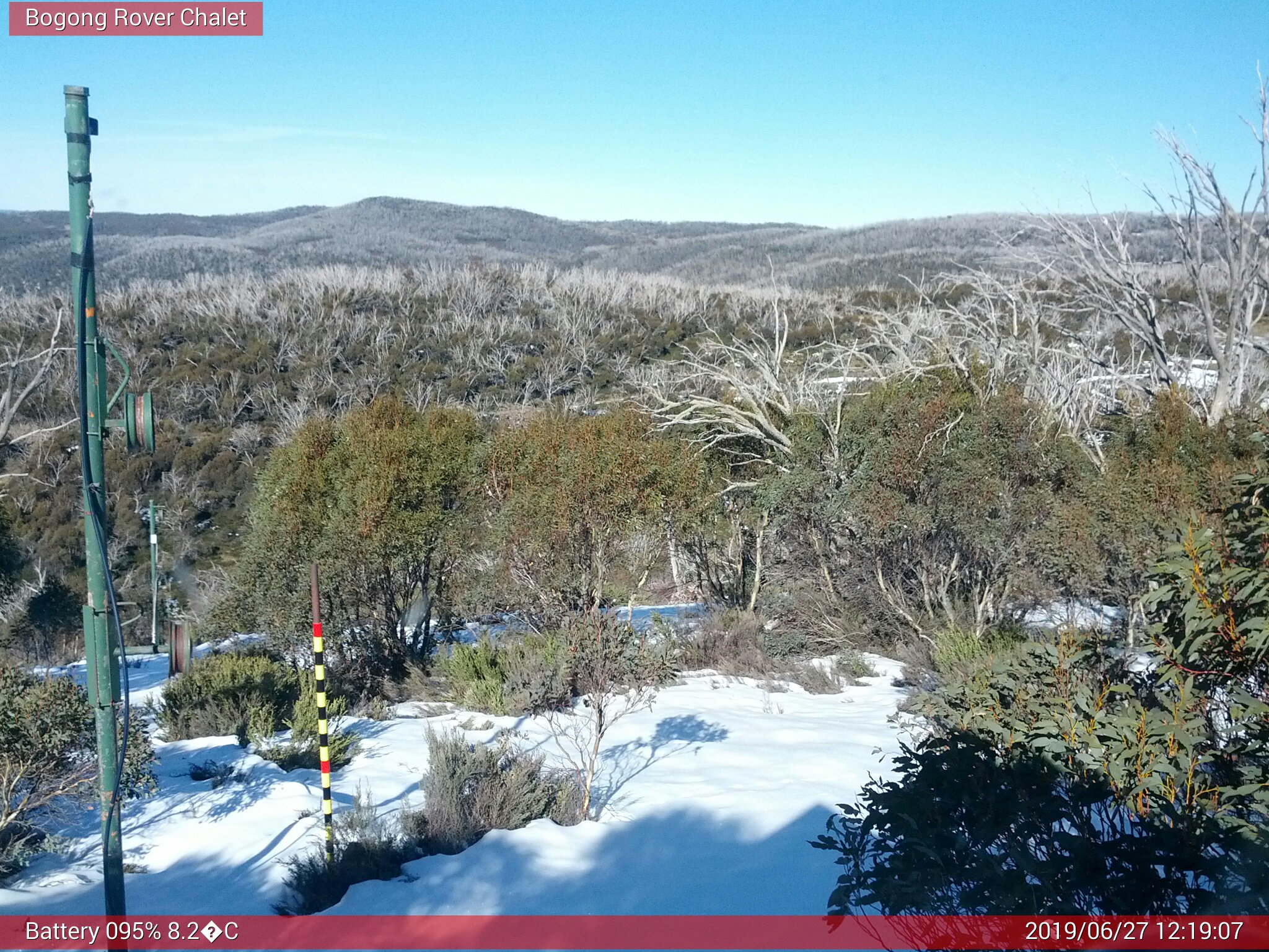 Bogong Web Cam 12:19pm Thursday 27th of June 2019