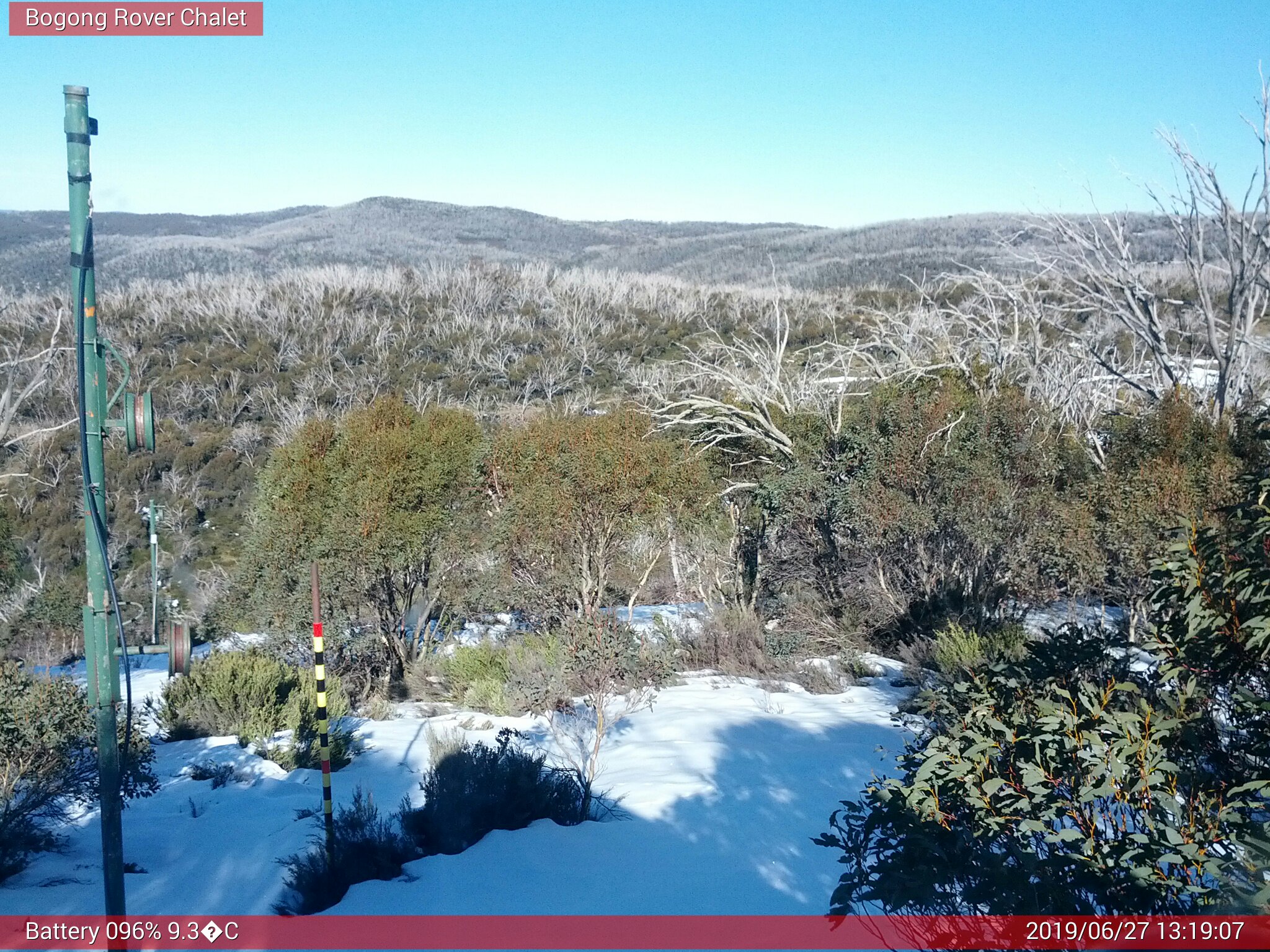 Bogong Web Cam 1:19pm Thursday 27th of June 2019