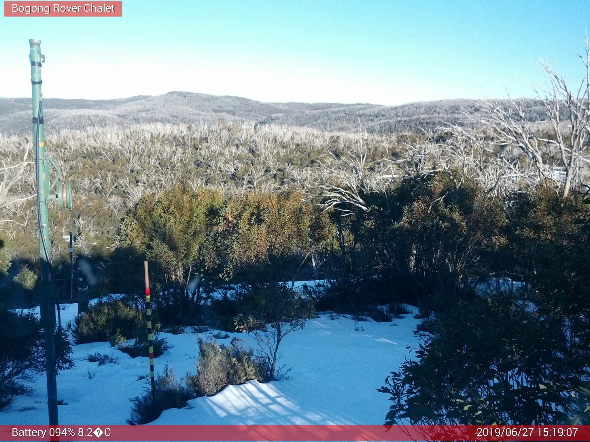 Bogong Web Cam 3:19pm Thursday 27th of June 2019