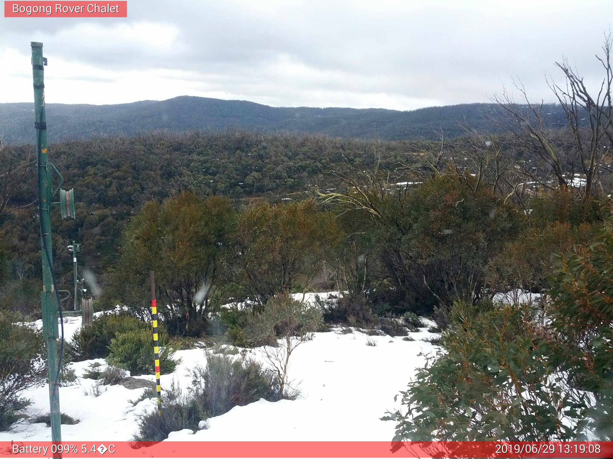 Bogong Web Cam 1:19pm Saturday 29th of June 2019