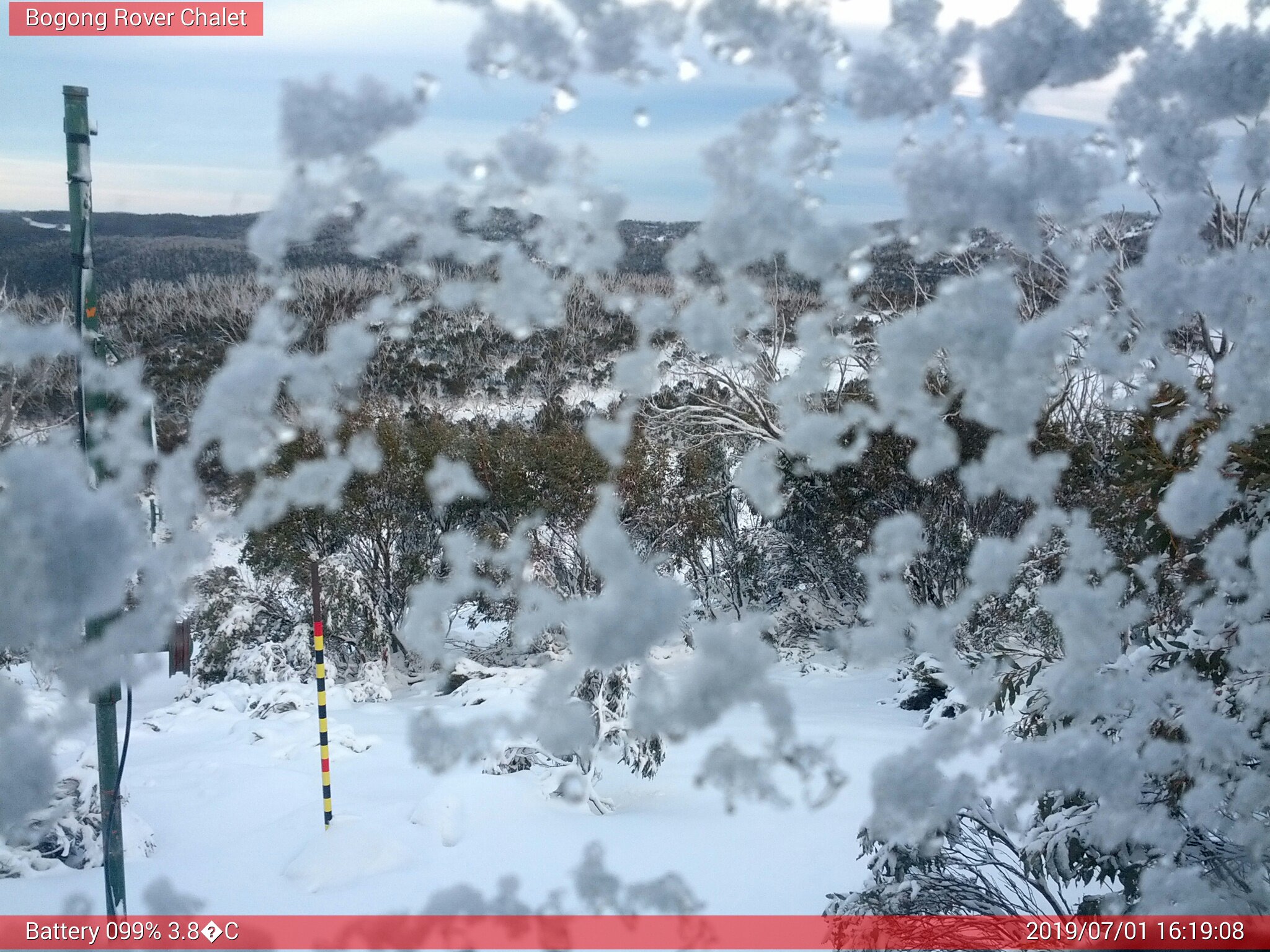 Bogong Web Cam 4:19pm Monday 1st of July 2019