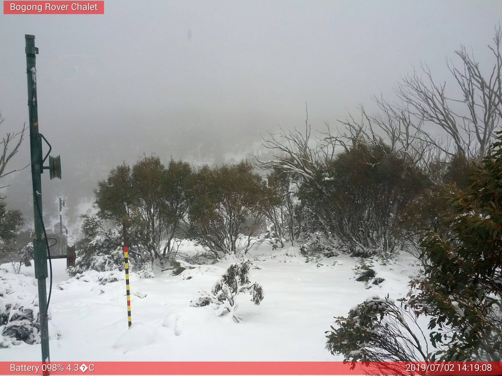 Bogong Web Cam 2:19pm Tuesday 2nd of July 2019