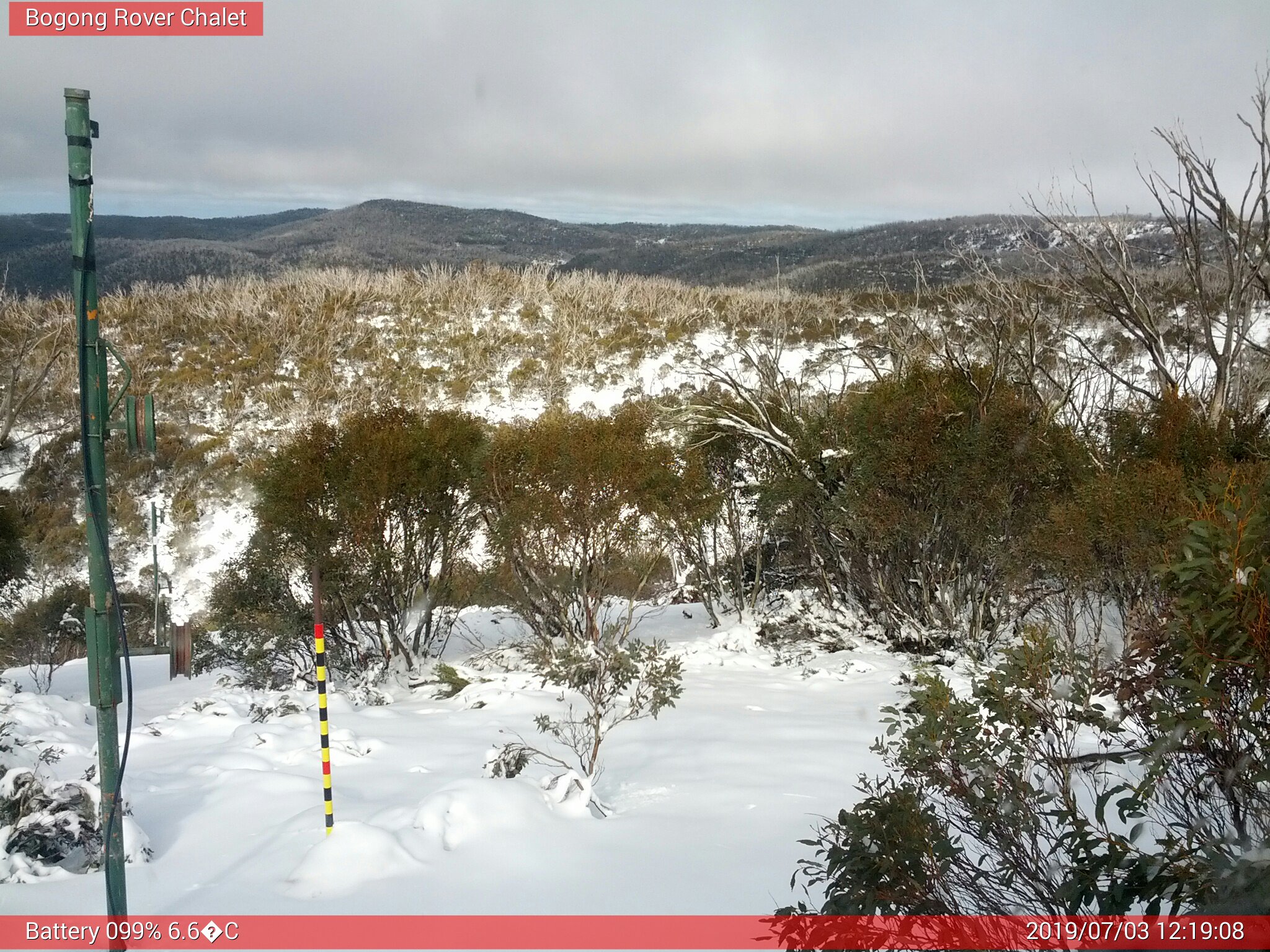 Bogong Web Cam 12:19pm Wednesday 3rd of July 2019