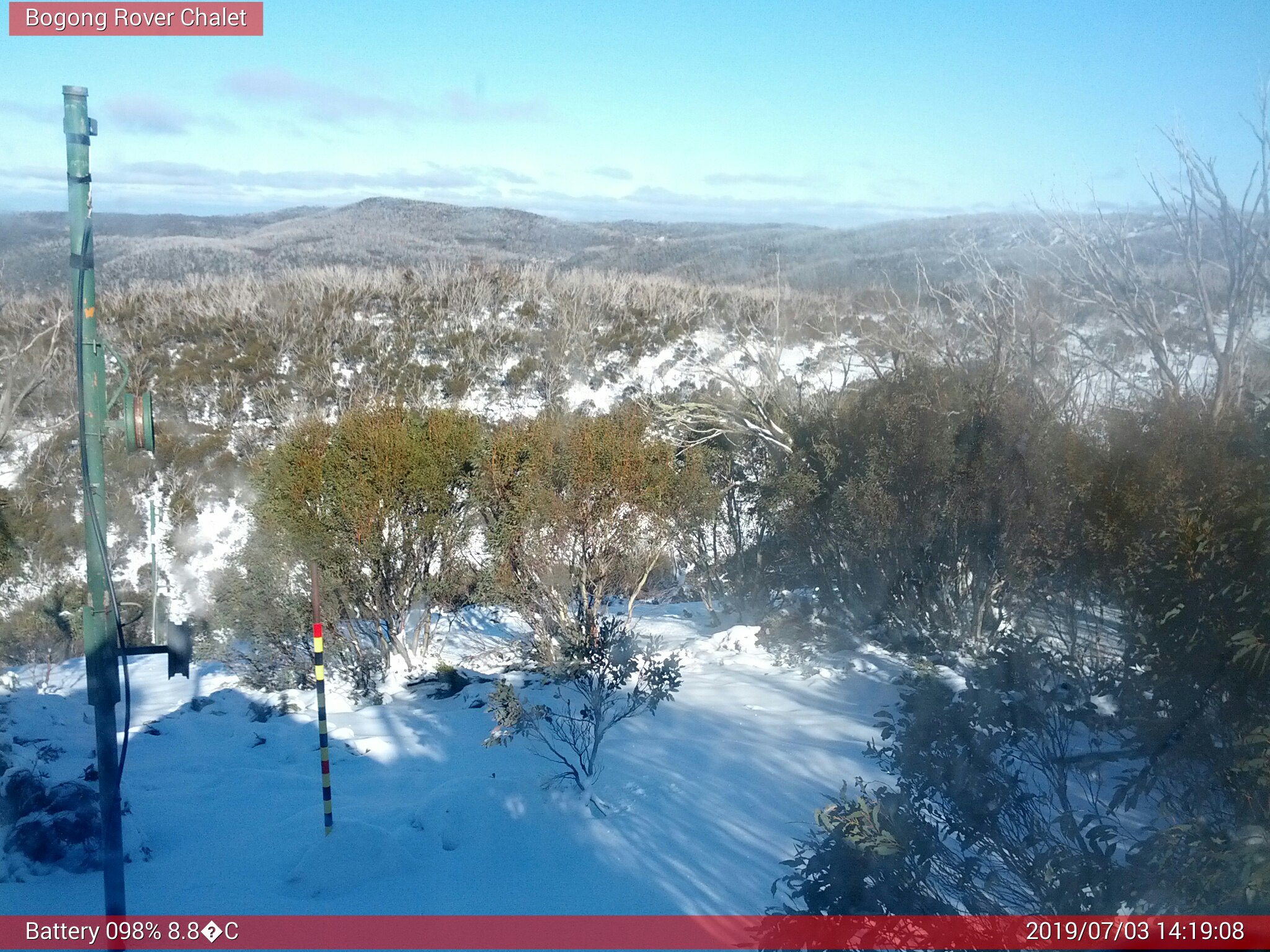 Bogong Web Cam 2:19pm Wednesday 3rd of July 2019