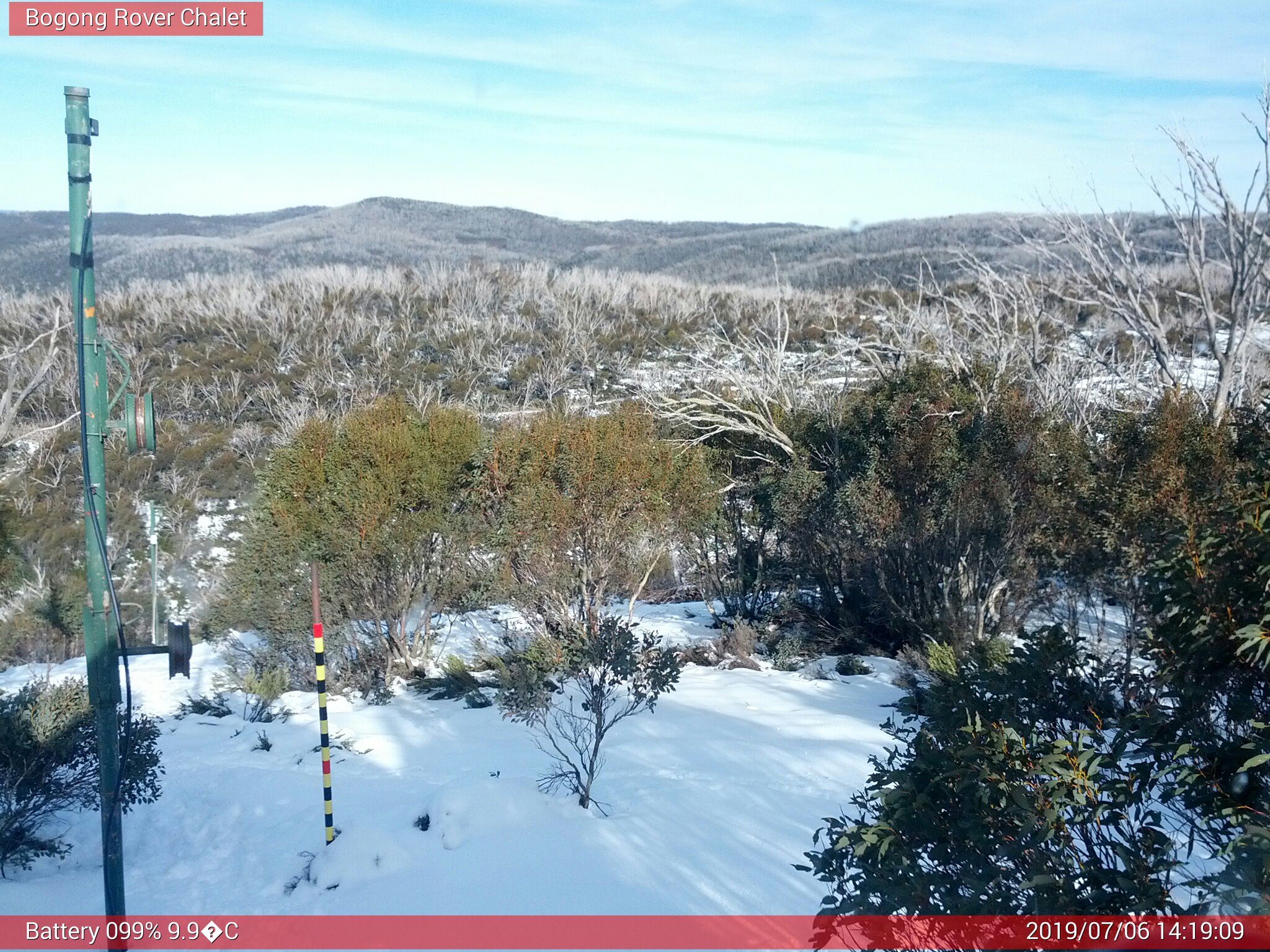 Bogong Web Cam 2:19pm Saturday 6th of July 2019