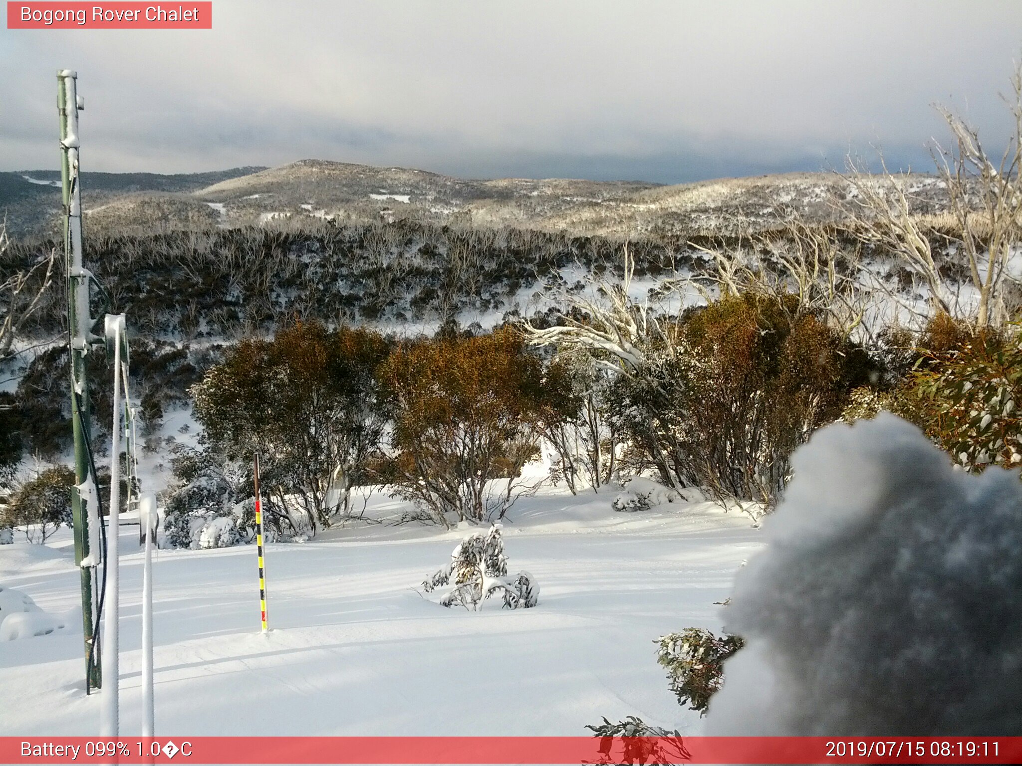 Bogong Web Cam 8:19am Monday 15th of July 2019