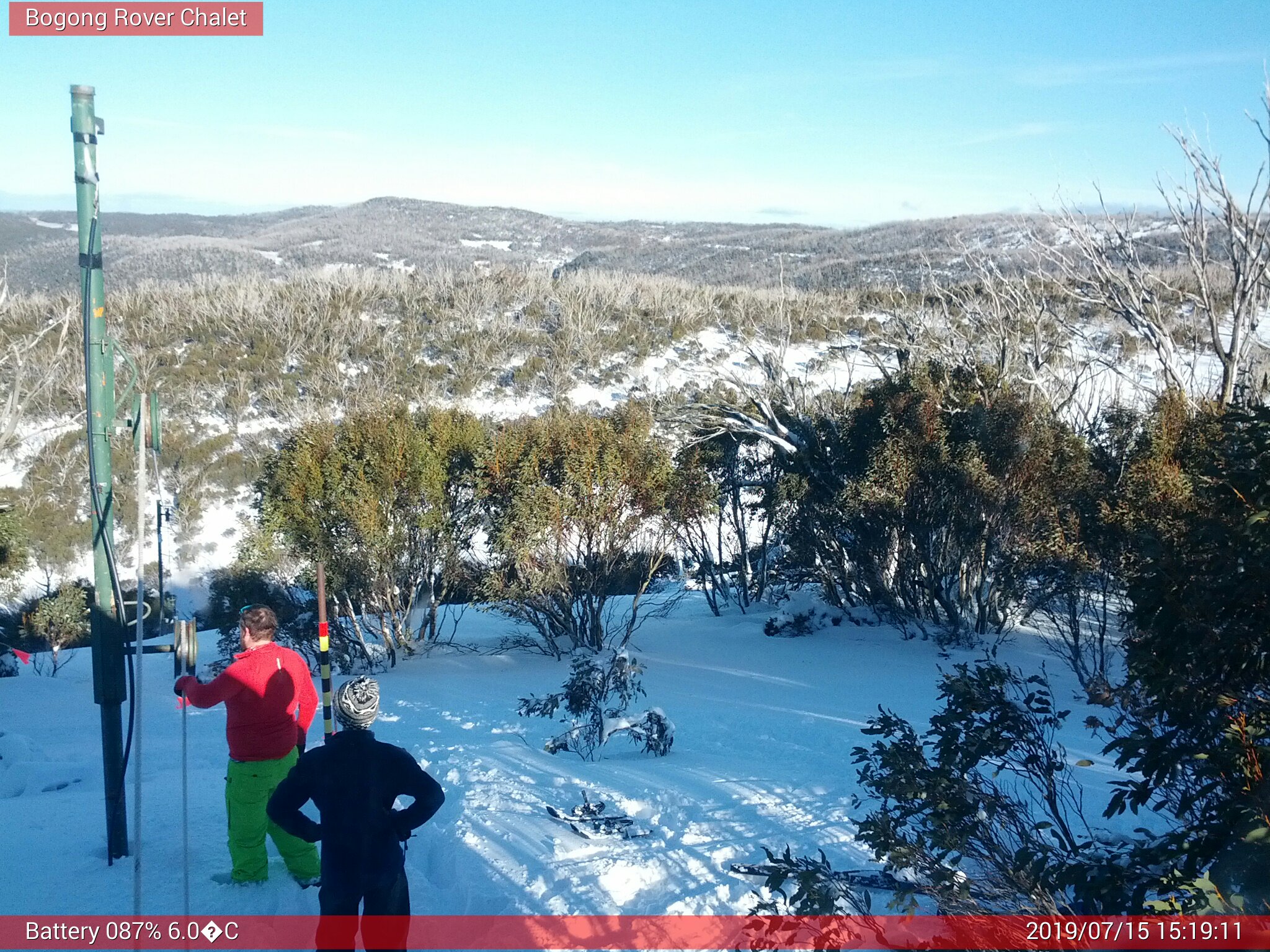 Bogong Web Cam 3:19pm Monday 15th of July 2019