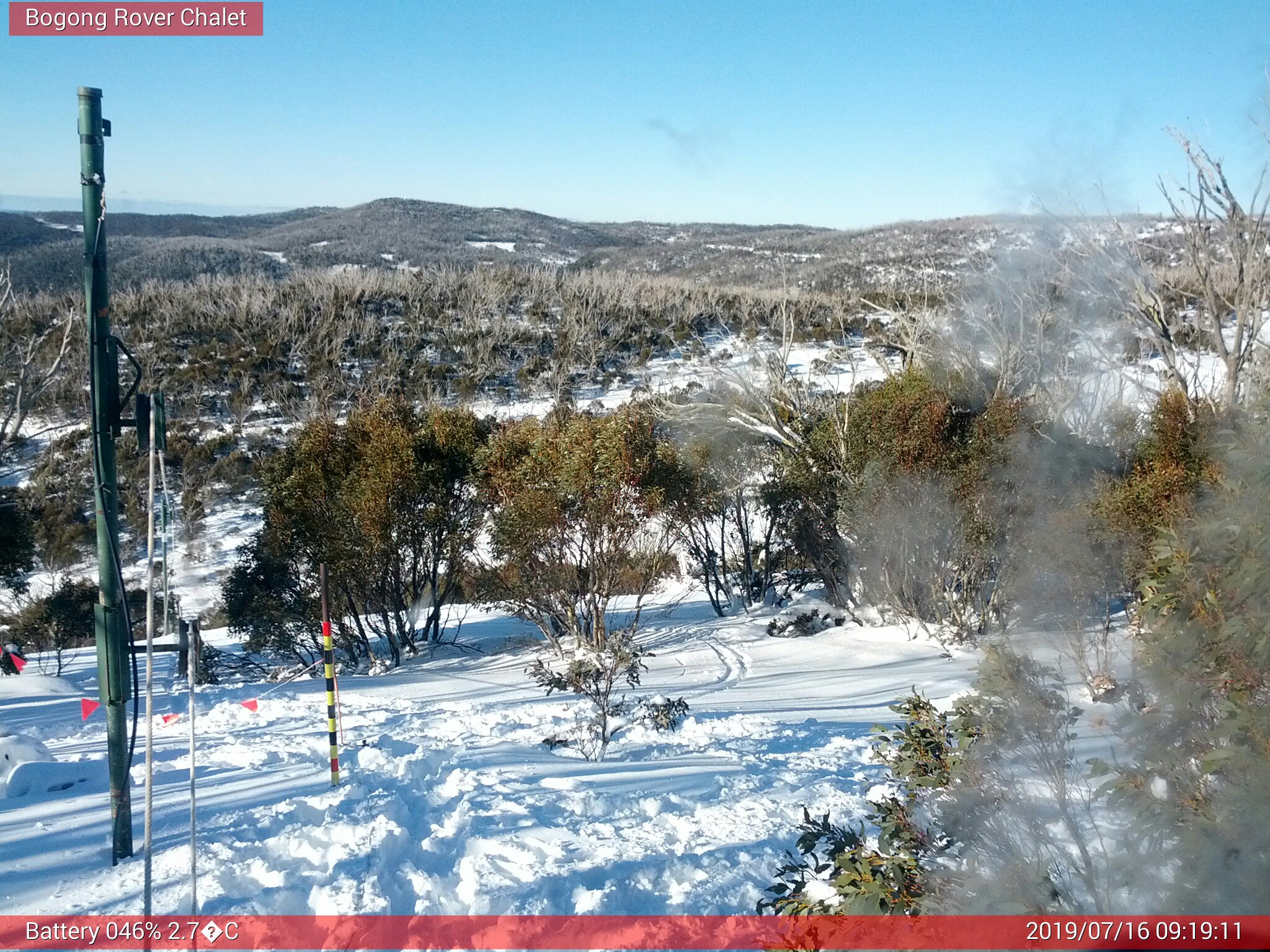 Bogong Web Cam 9:19am Tuesday 16th of July 2019