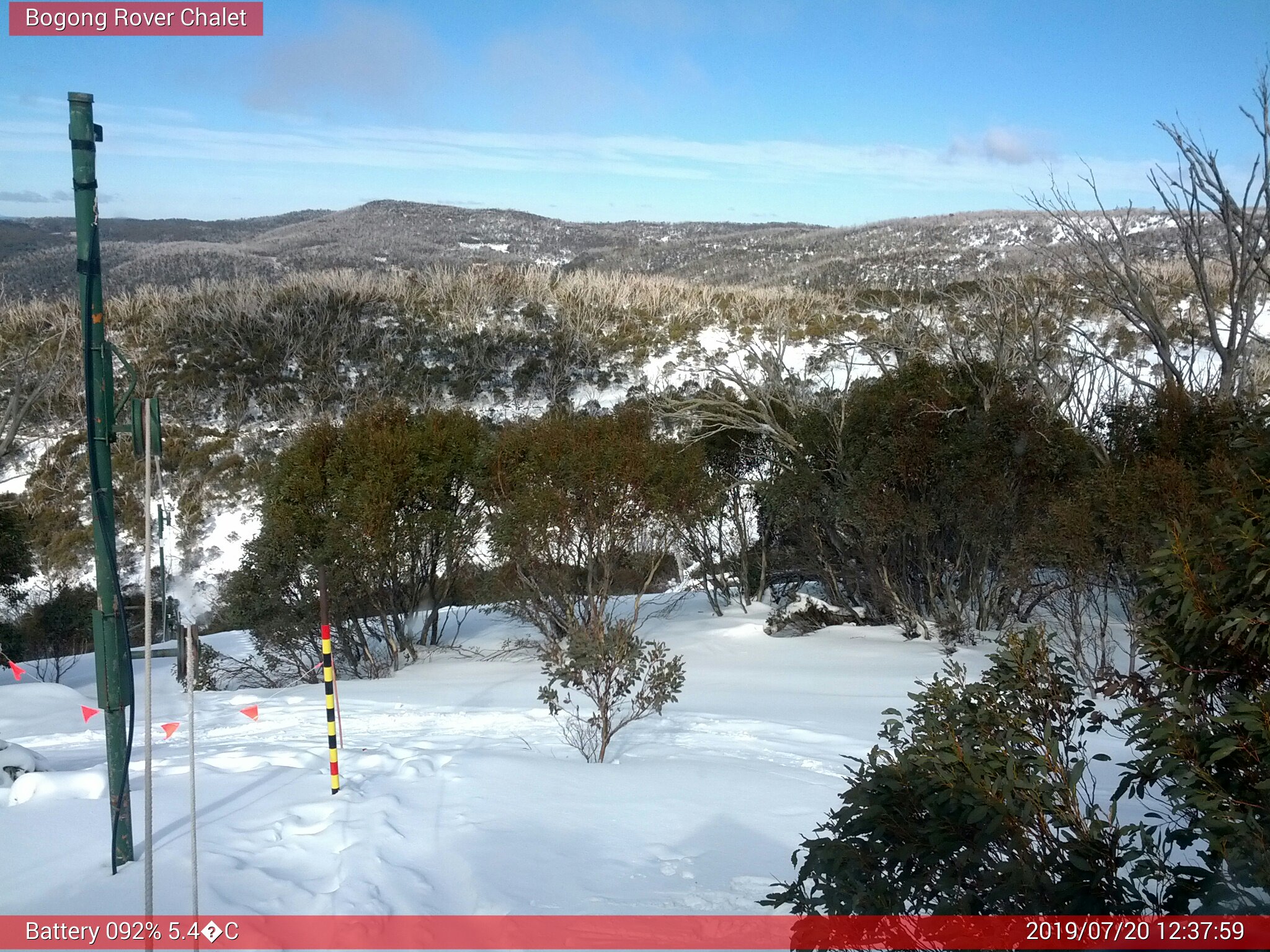 Bogong Web Cam 12:37pm Saturday 20th of July 2019