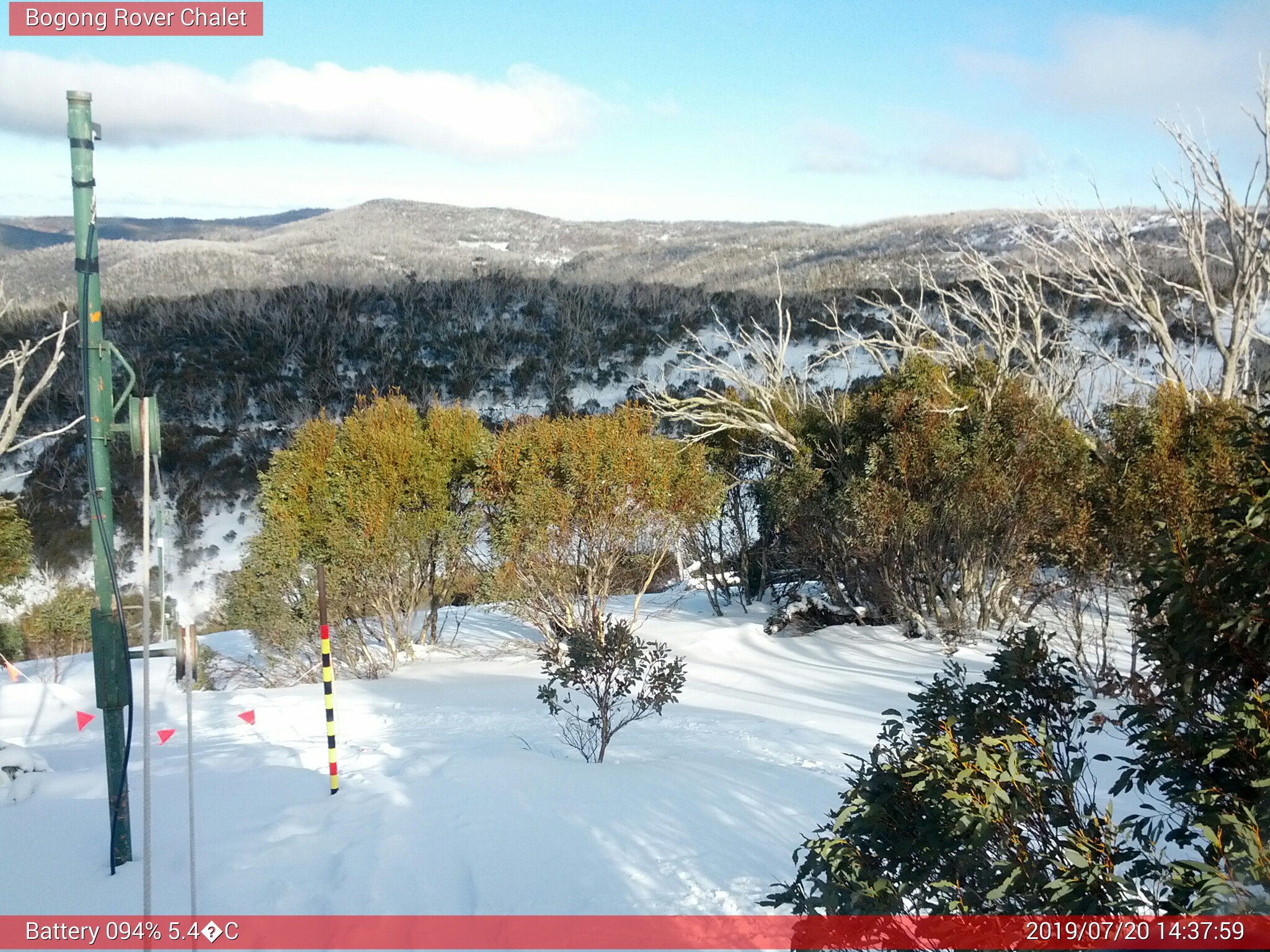 Bogong Web Cam 2:37pm Saturday 20th of July 2019