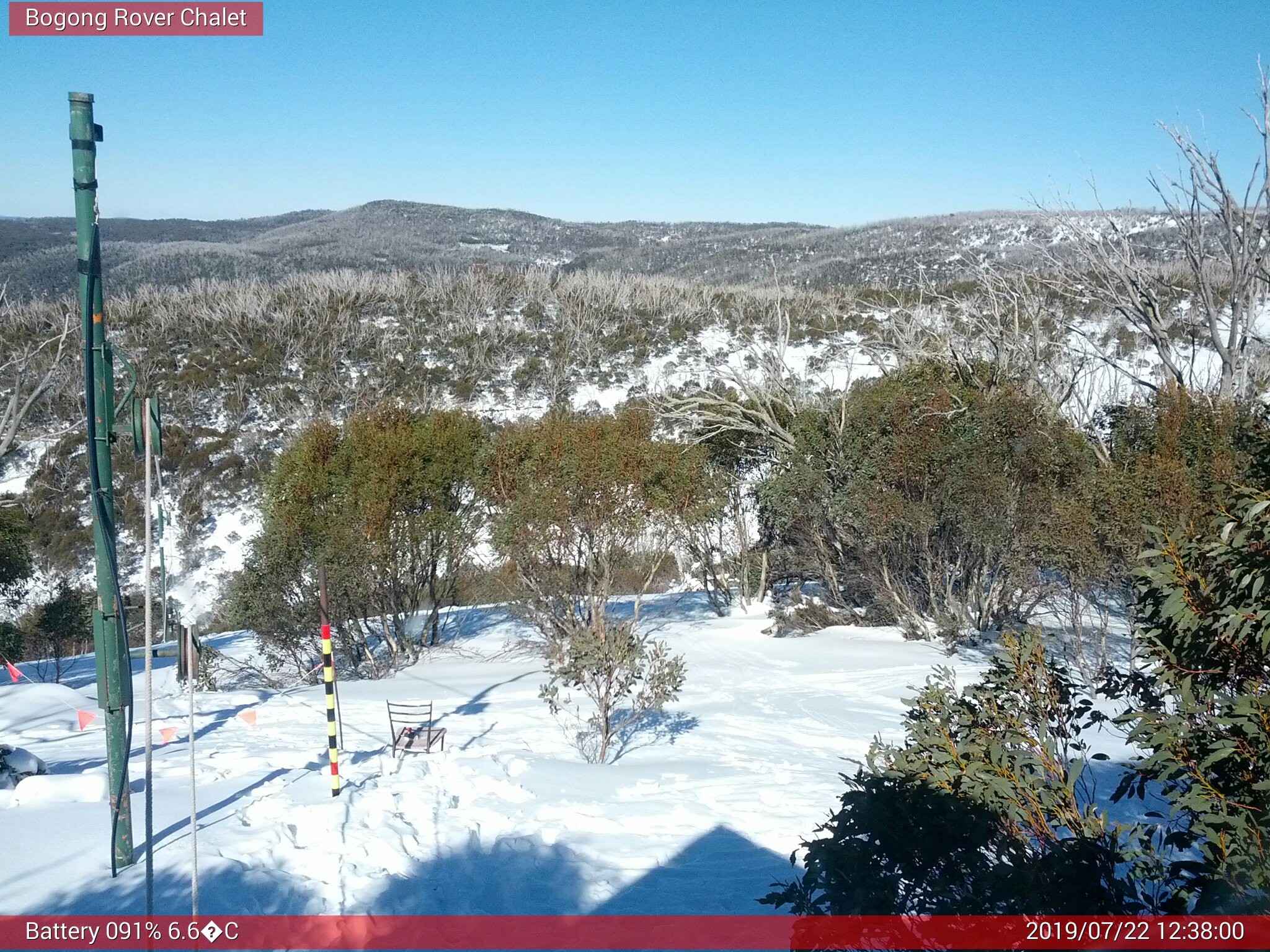 Bogong Web Cam 12:37pm Monday 22nd of July 2019