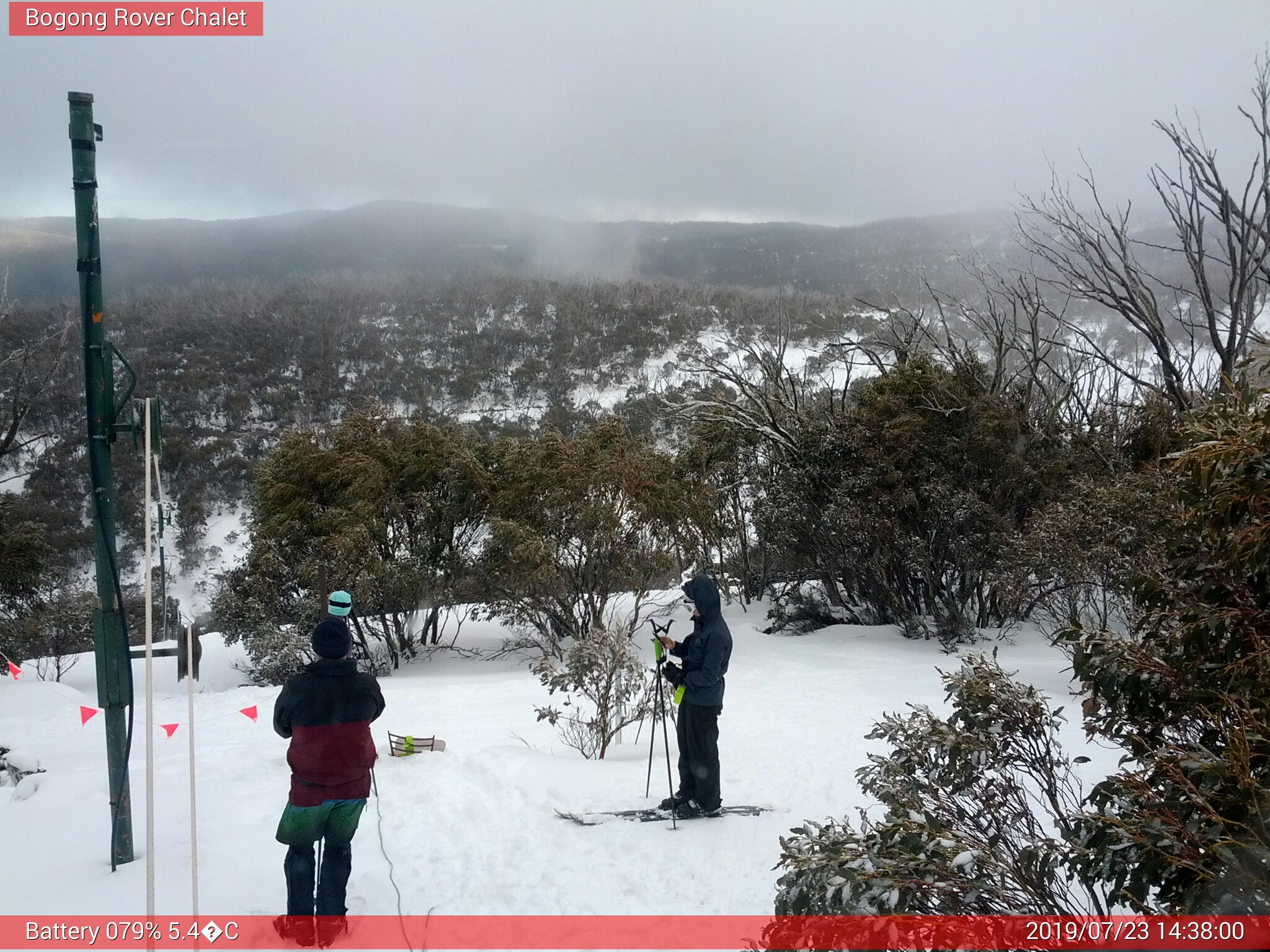 Bogong Web Cam 2:38pm Tuesday 23rd of July 2019