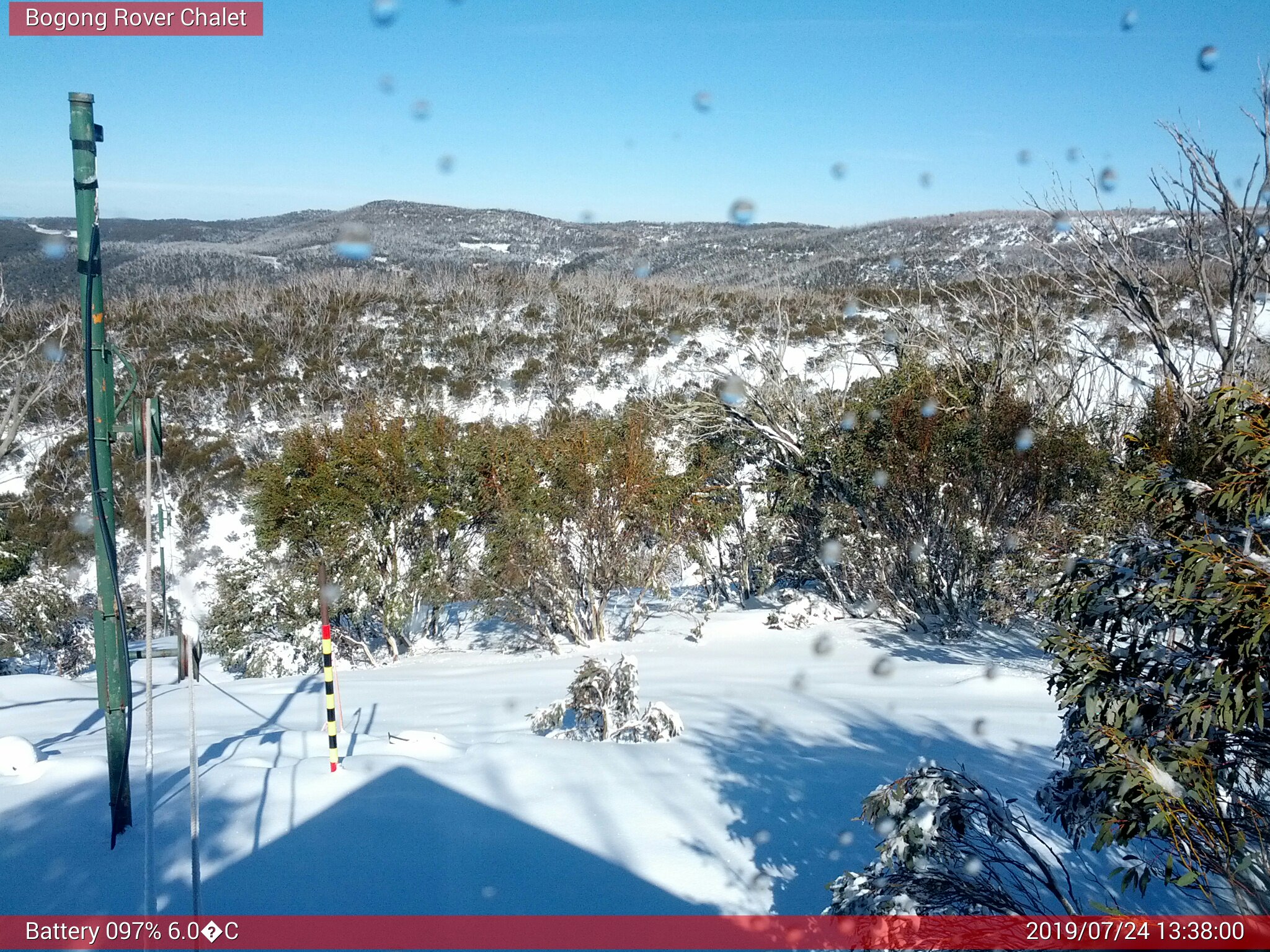 Bogong Web Cam 1:38pm Wednesday 24th of July 2019