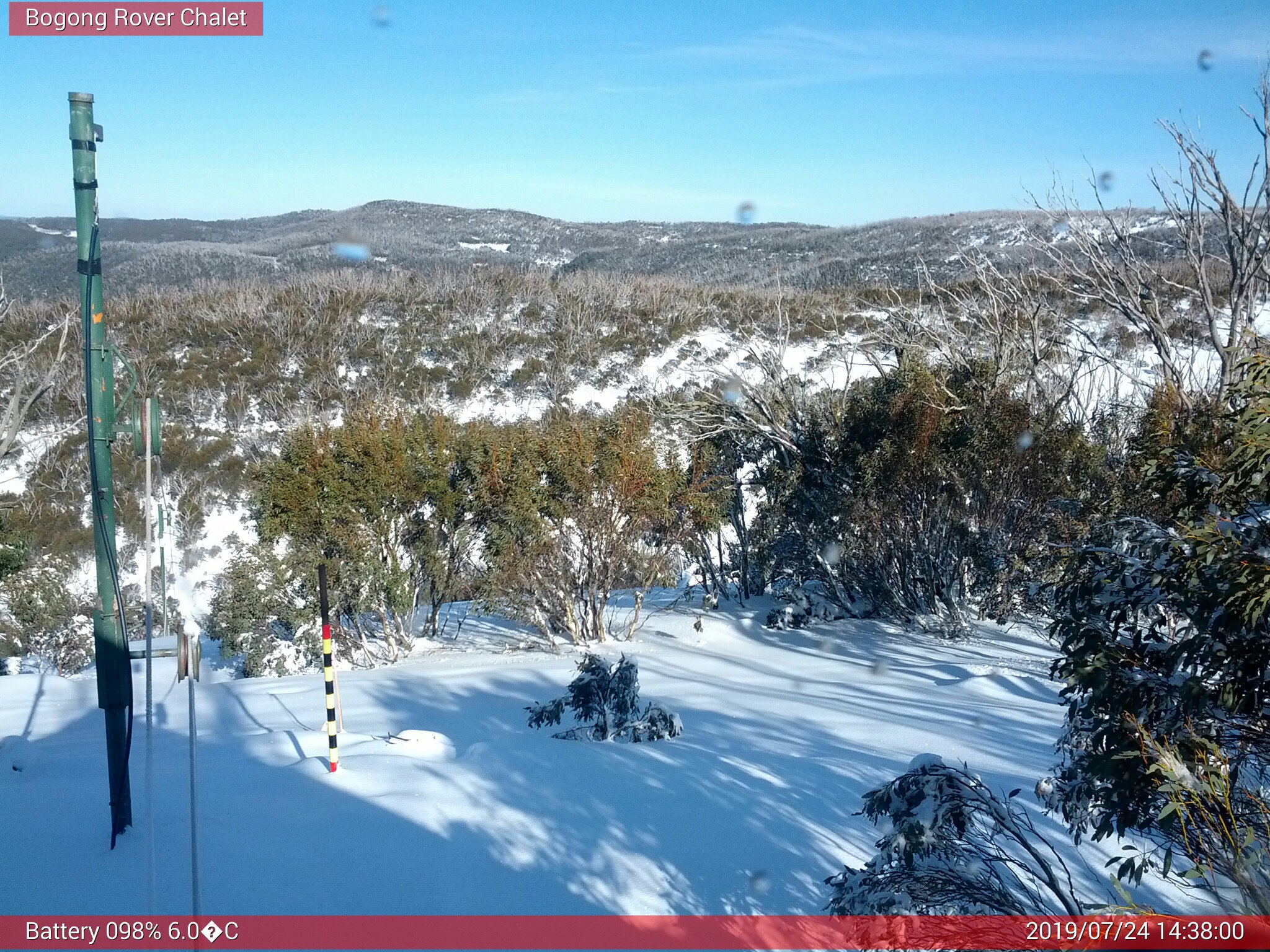 Bogong Web Cam 2:38pm Wednesday 24th of July 2019