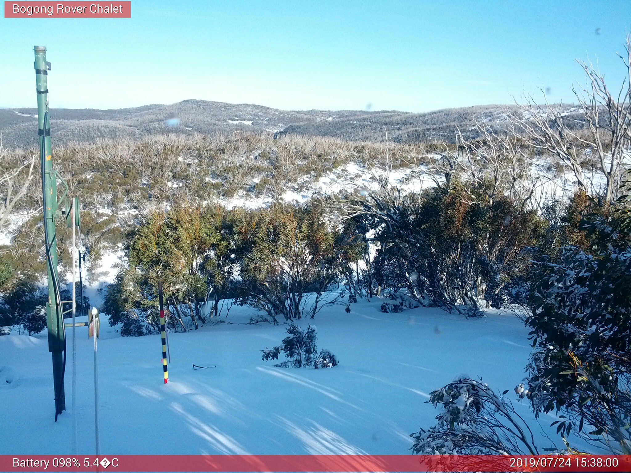 Bogong Web Cam 3:38pm Wednesday 24th of July 2019