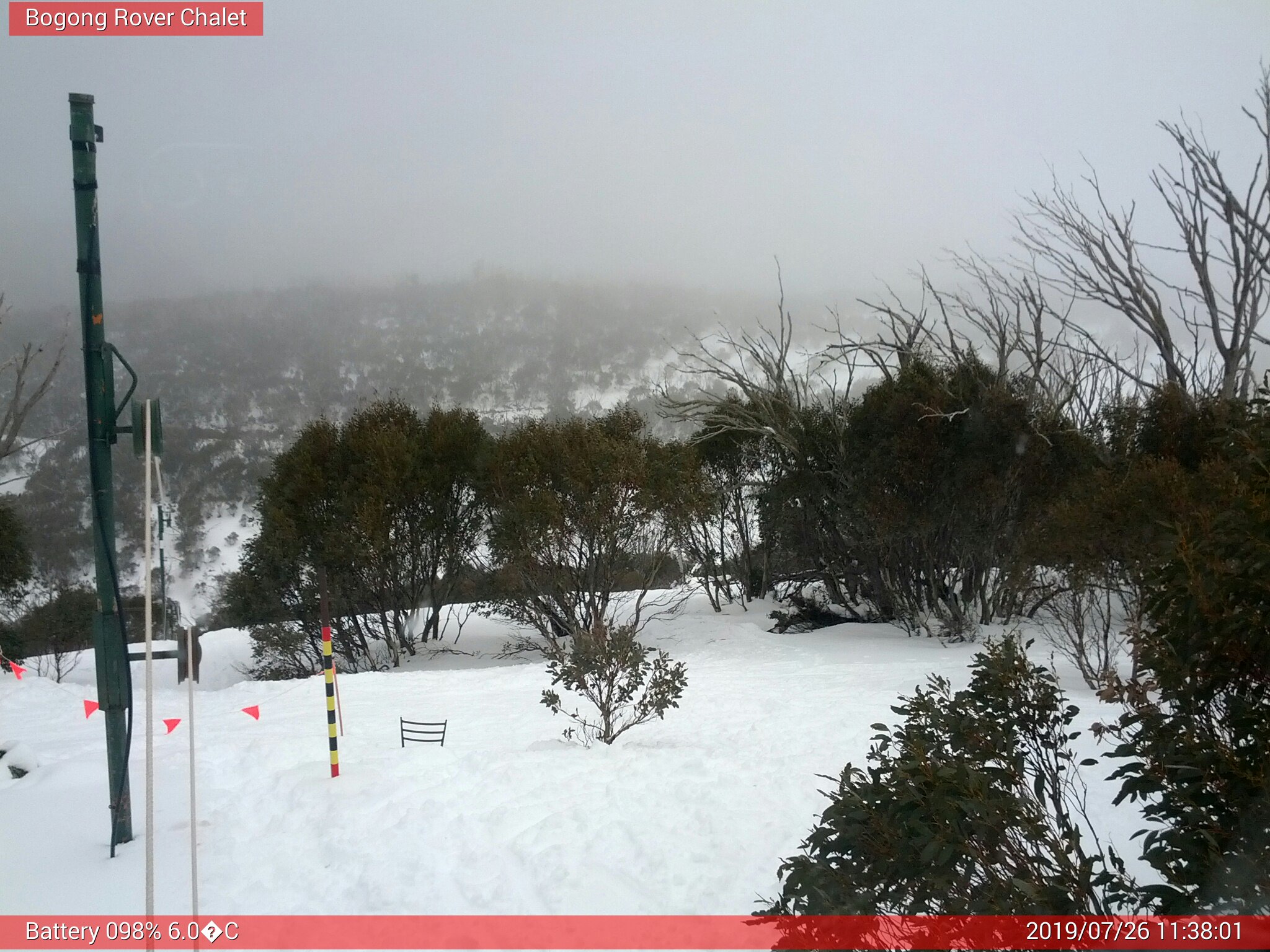 Bogong Web Cam 11:38am Friday 26th of July 2019