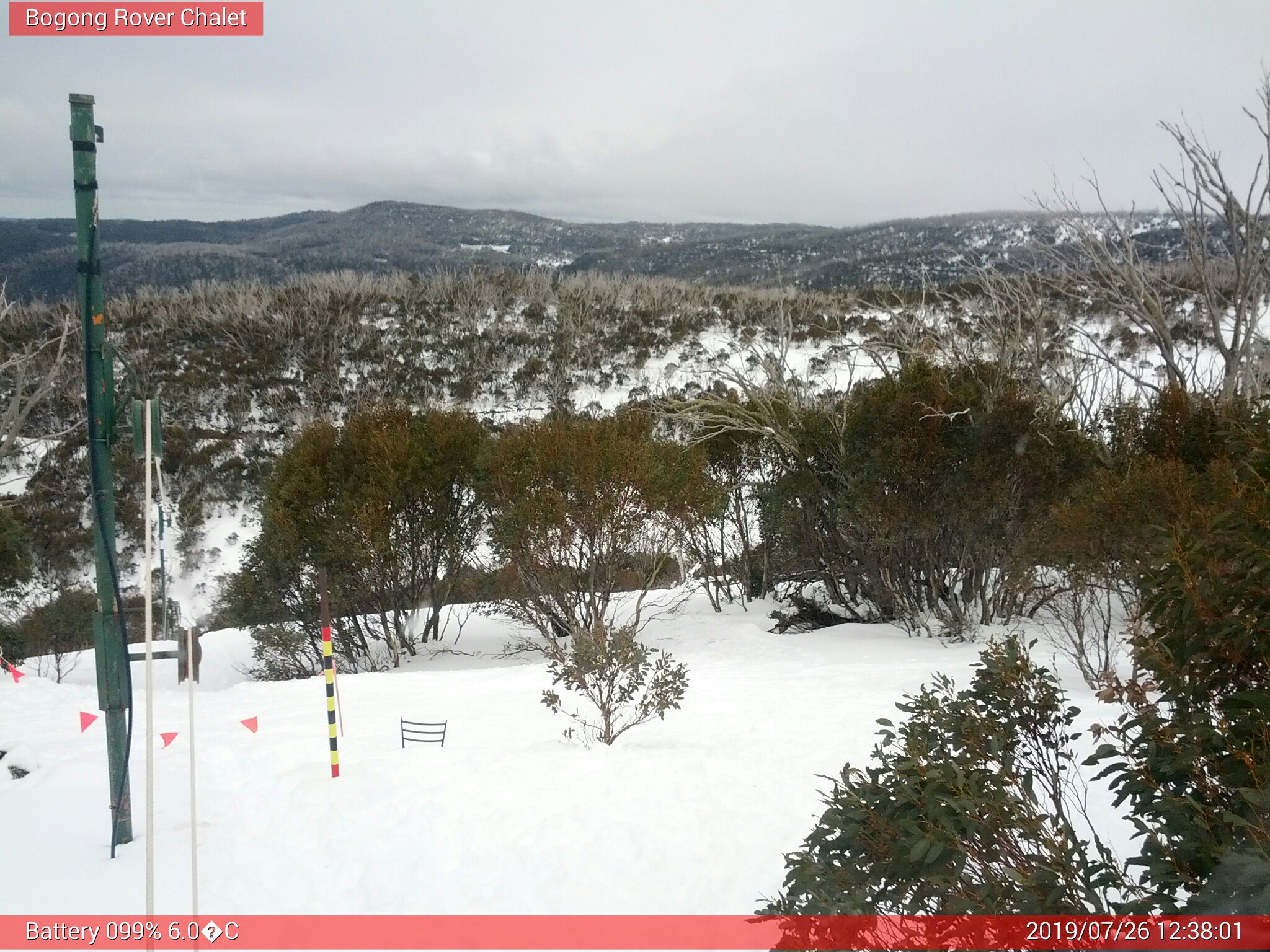 Bogong Web Cam 12:38pm Friday 26th of July 2019