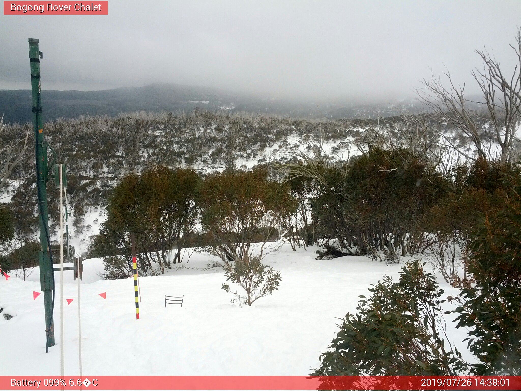 Bogong Web Cam 2:38pm Friday 26th of July 2019