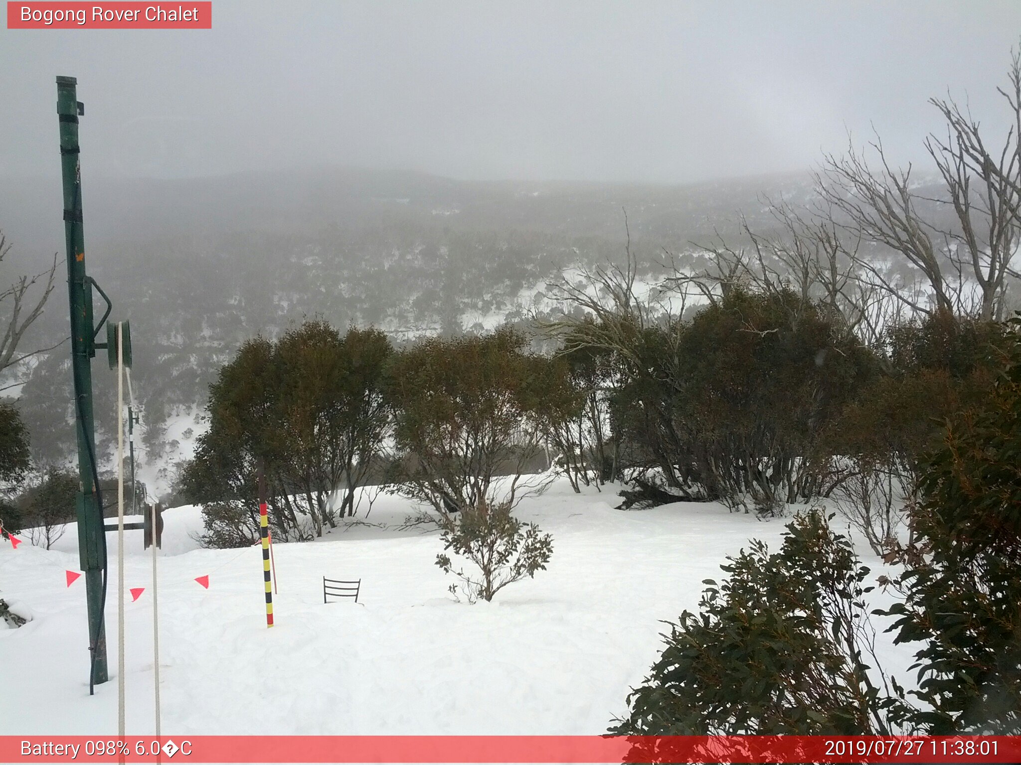 Bogong Web Cam 11:38am Saturday 27th of July 2019