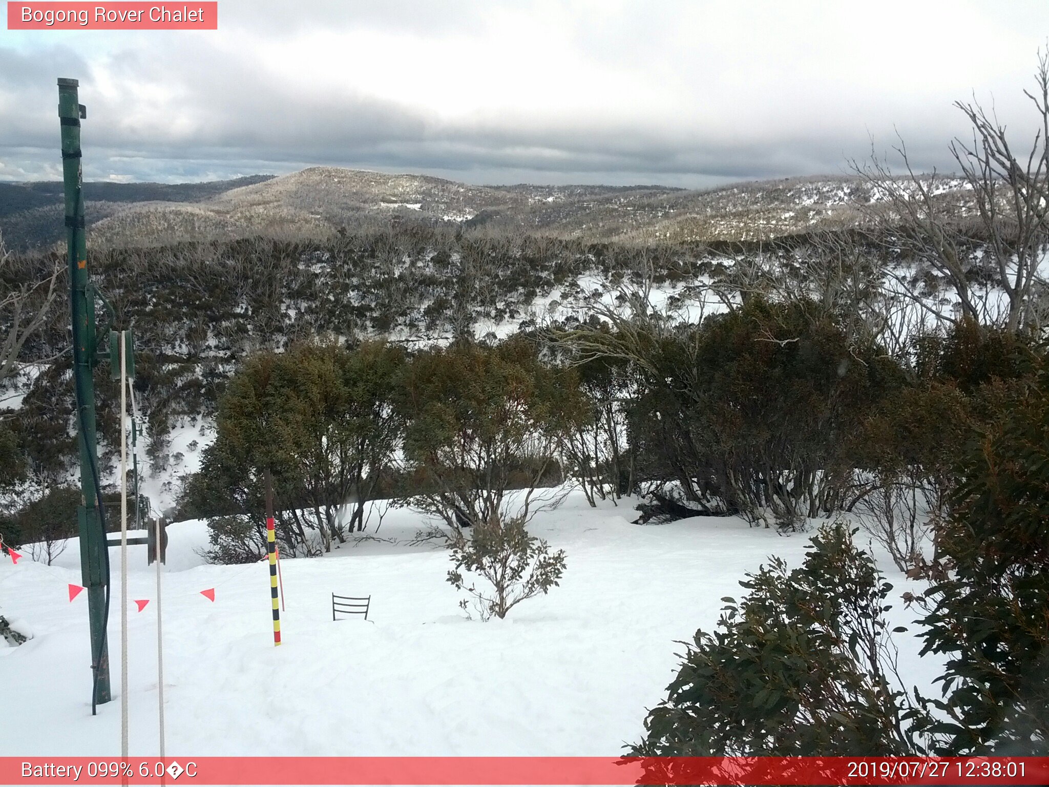 Bogong Web Cam 12:38pm Saturday 27th of July 2019