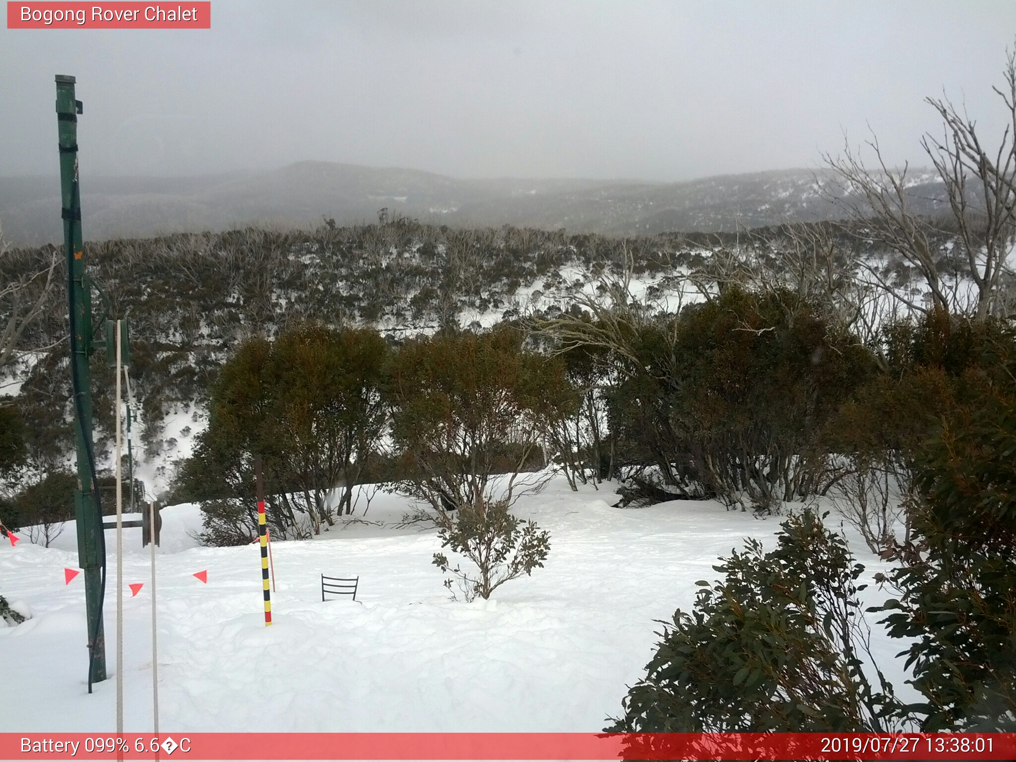 Bogong Web Cam 1:38pm Saturday 27th of July 2019