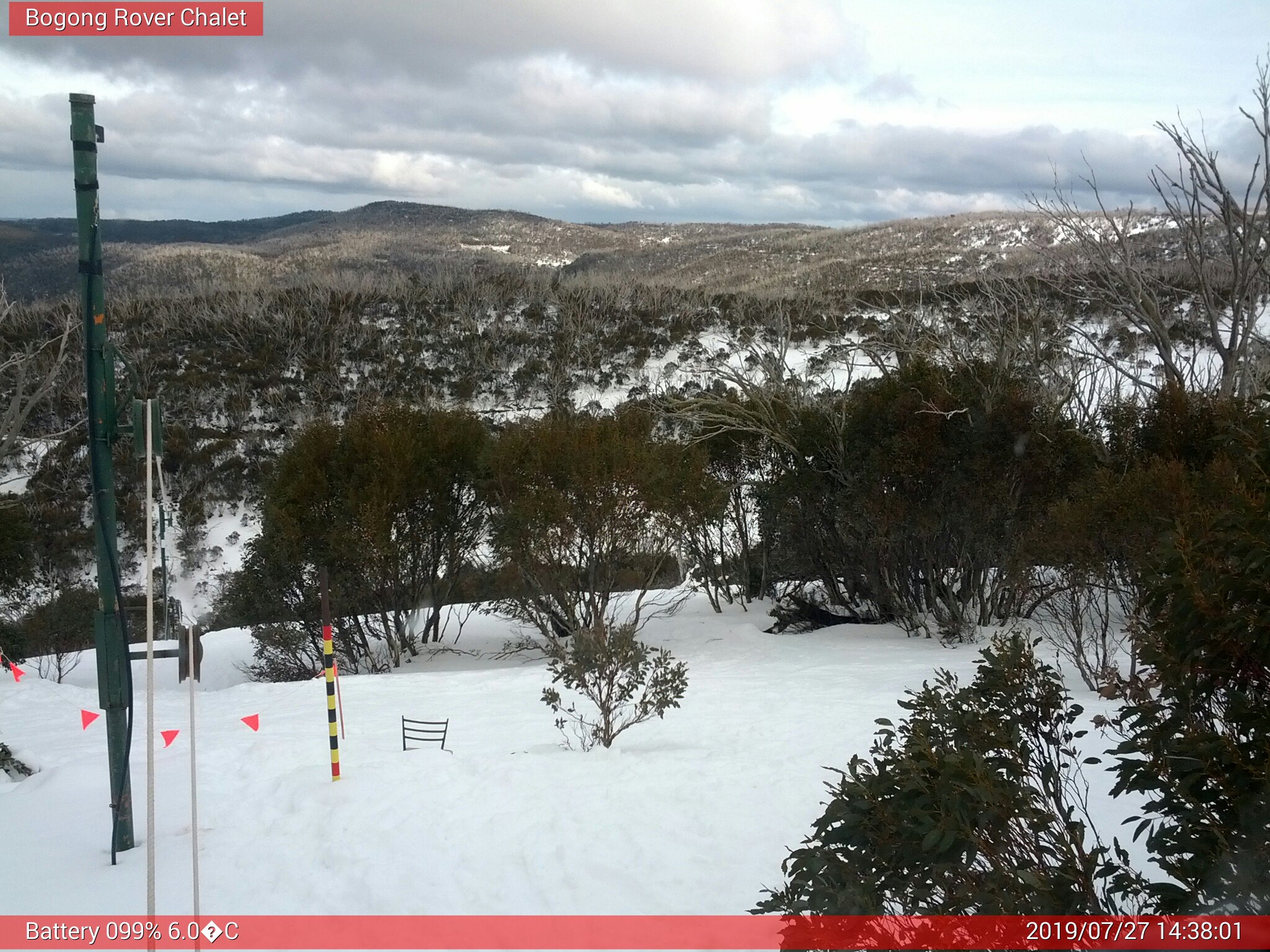 Bogong Web Cam 2:38pm Saturday 27th of July 2019