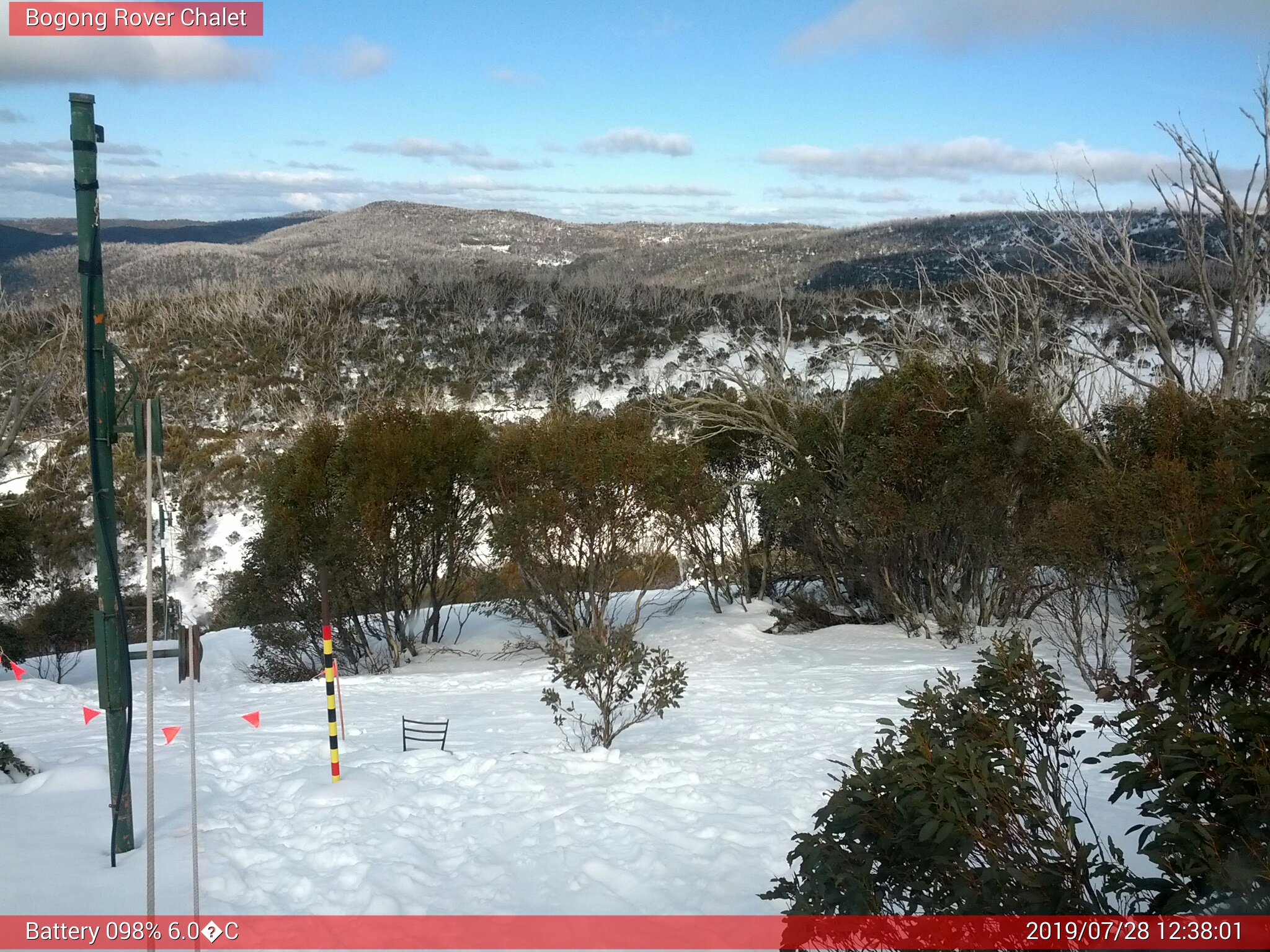 Bogong Web Cam 12:38pm Sunday 28th of July 2019