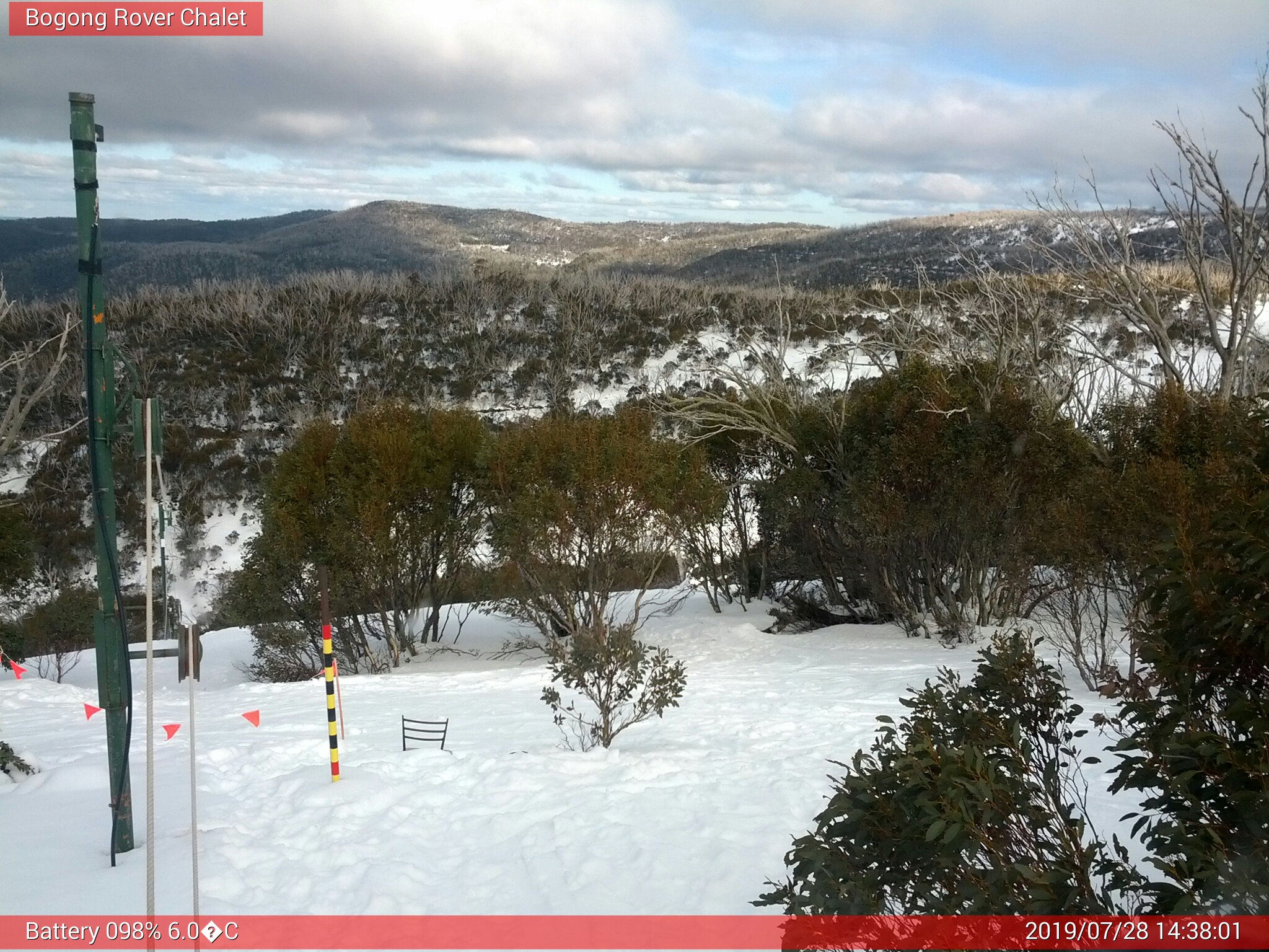 Bogong Web Cam 2:38pm Sunday 28th of July 2019