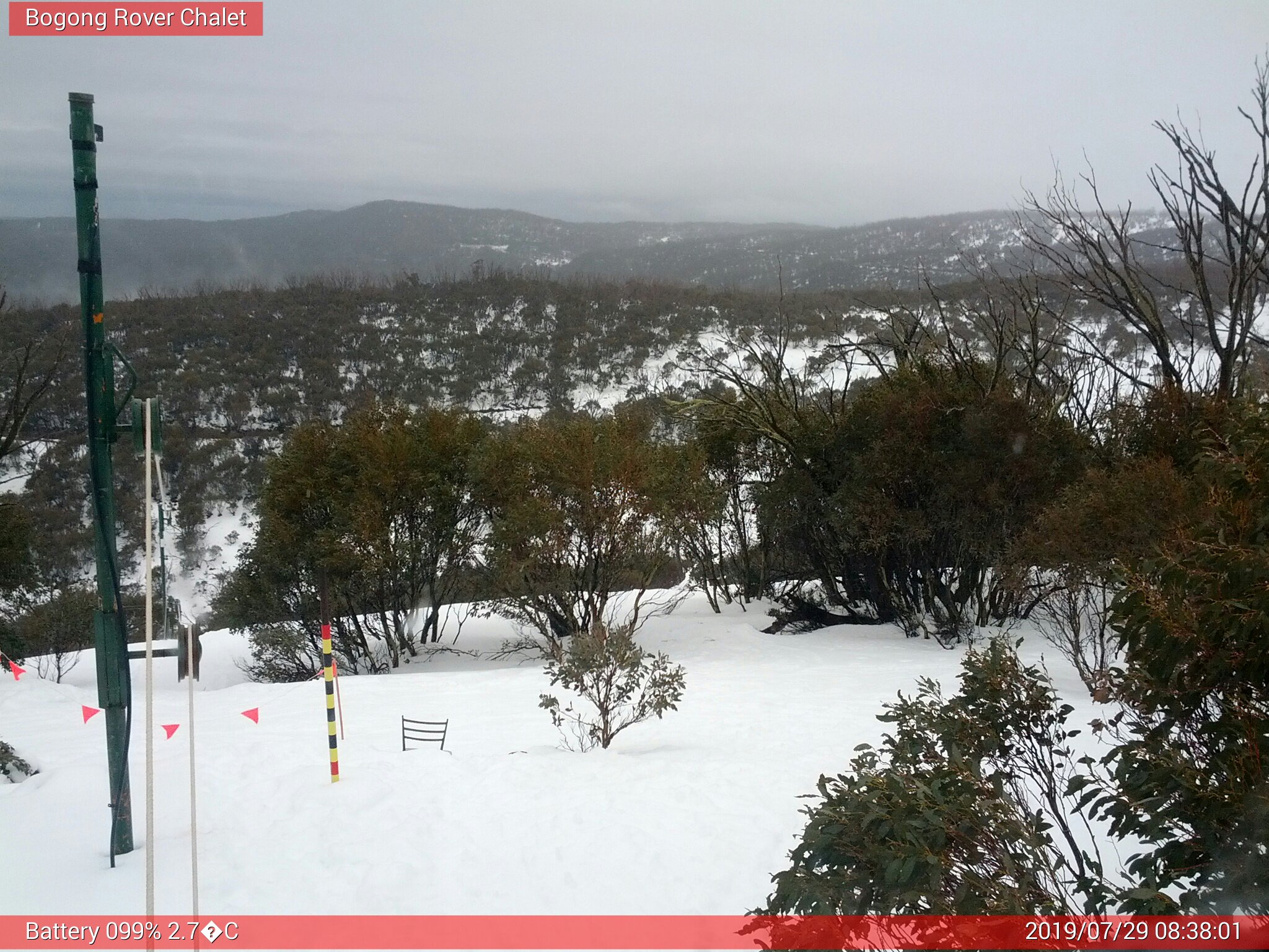 Bogong Web Cam 8:38am Monday 29th of July 2019