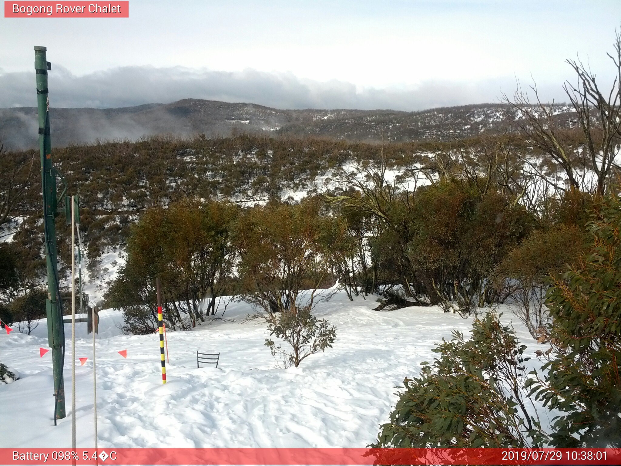 Bogong Web Cam 10:38am Monday 29th of July 2019