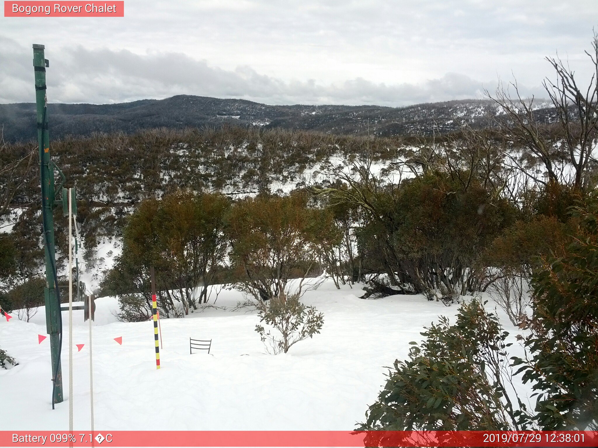 Bogong Web Cam 12:38pm Monday 29th of July 2019